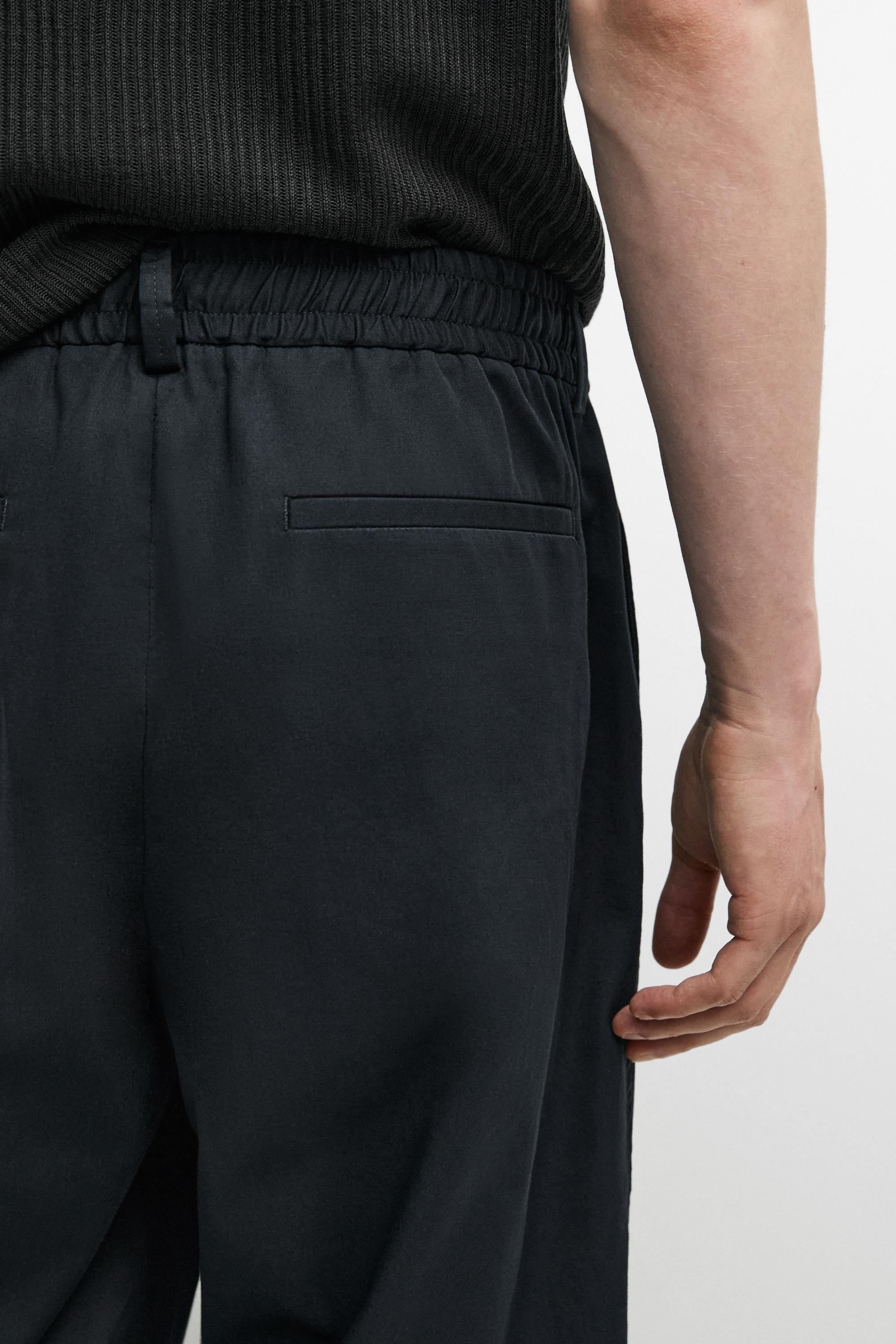 Cotton blend jogger fit pants — NAVY BLUE