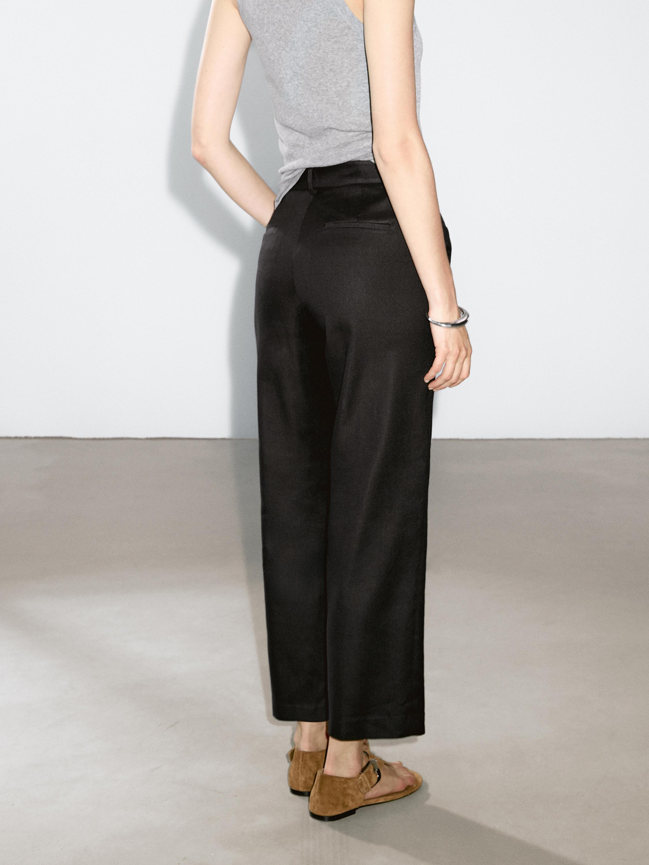 Stretch linen blend trousers