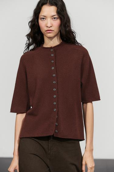 100% wool funnel neck knit cardigan — MAROON 3