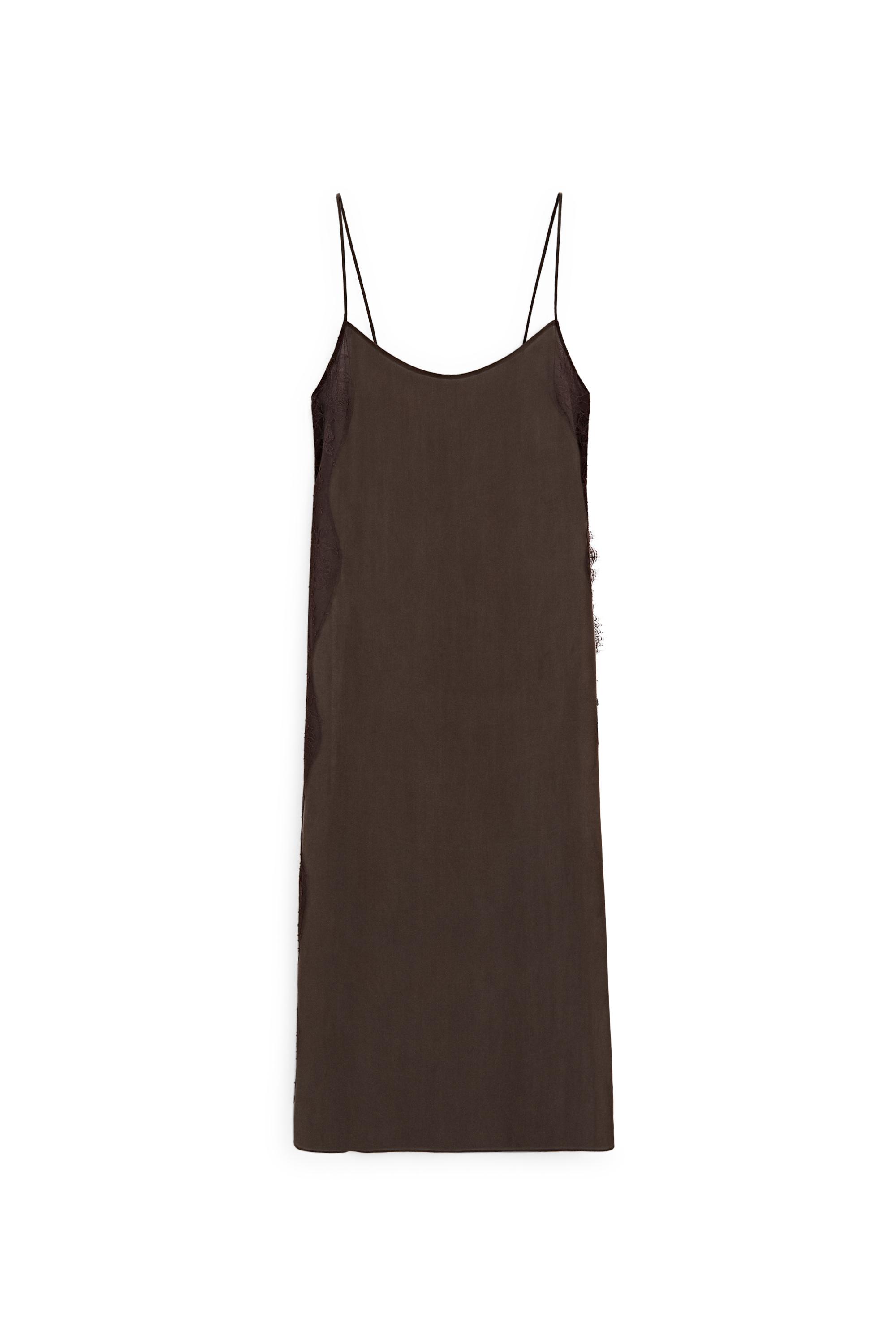 Total look camisole dress with lace detail — Chocolate