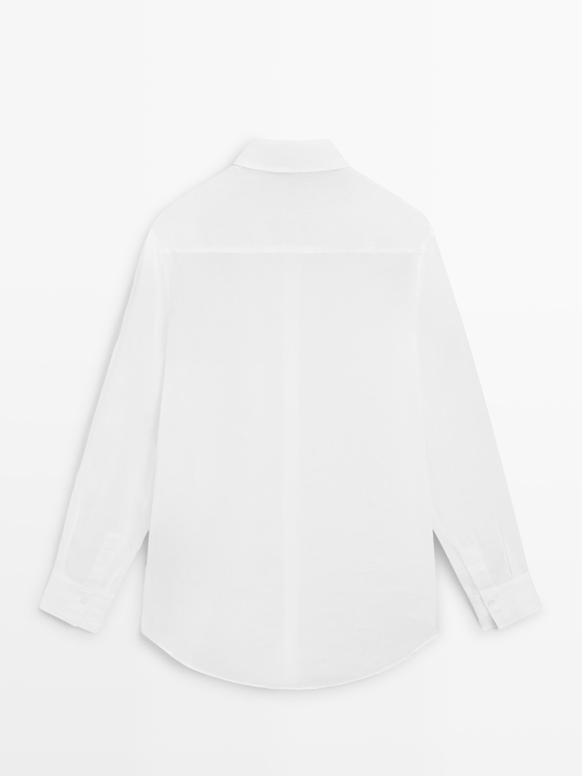 Flowing shirt with shirt collar — WHITE