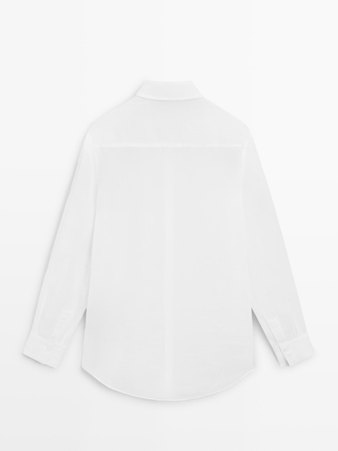 Flowing shirt with shirt collar — WHITE