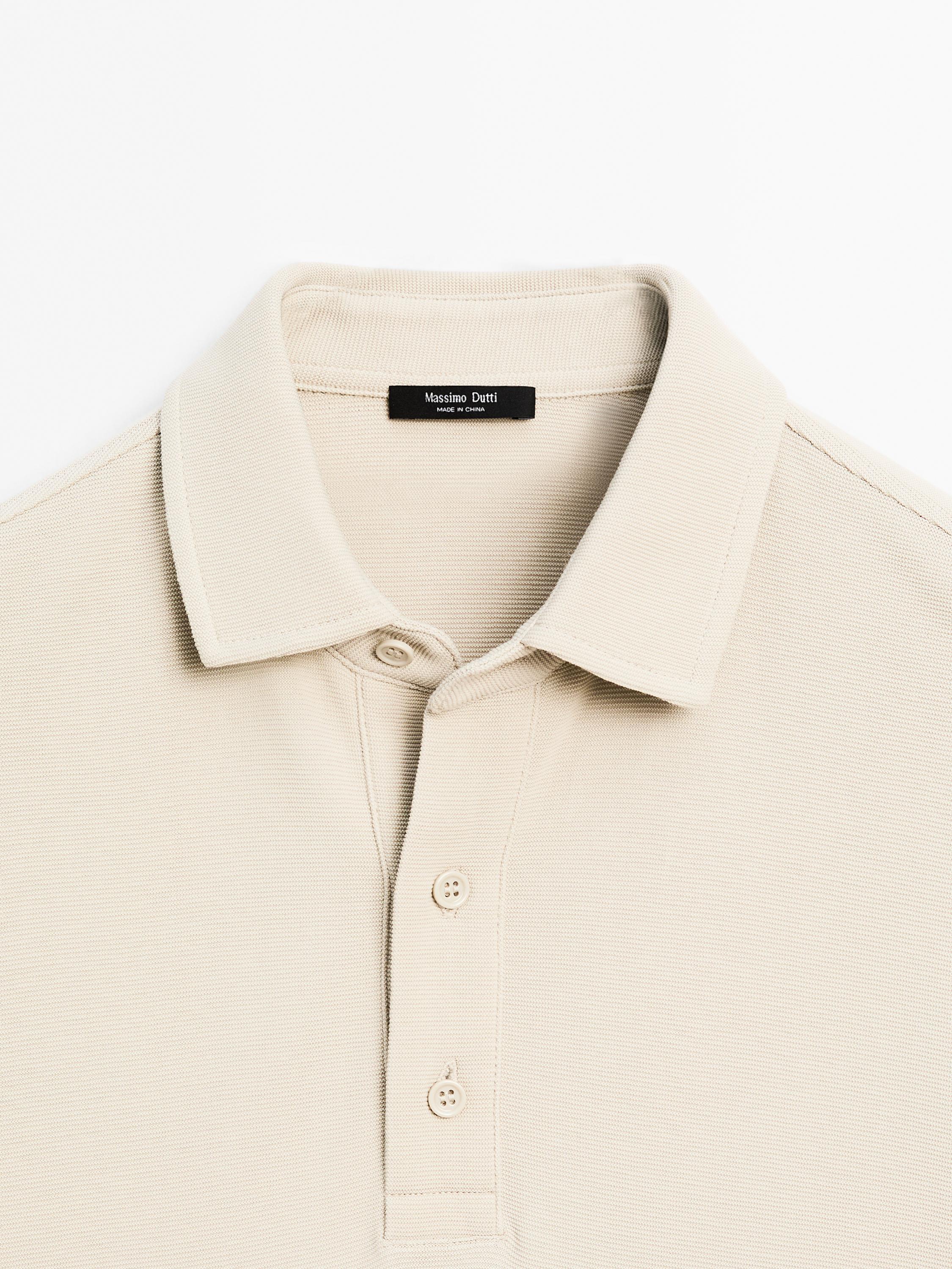 Textured short sleeve polo shirt