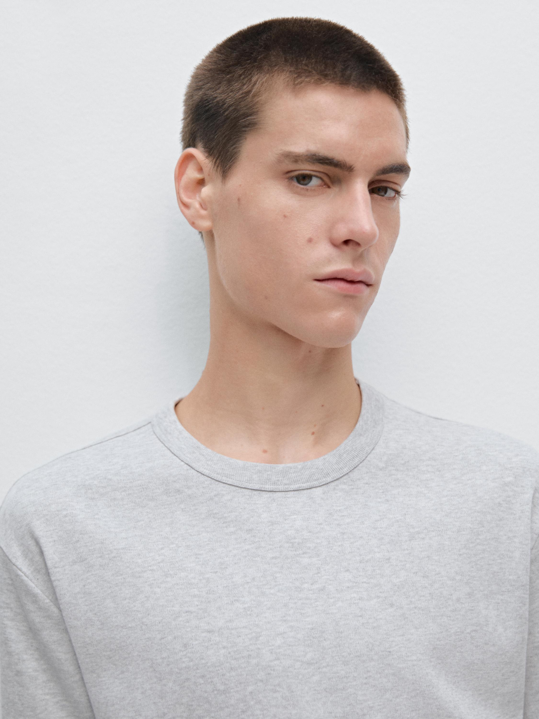 100% cotton short-sleeve T-shirt — GREY MARL