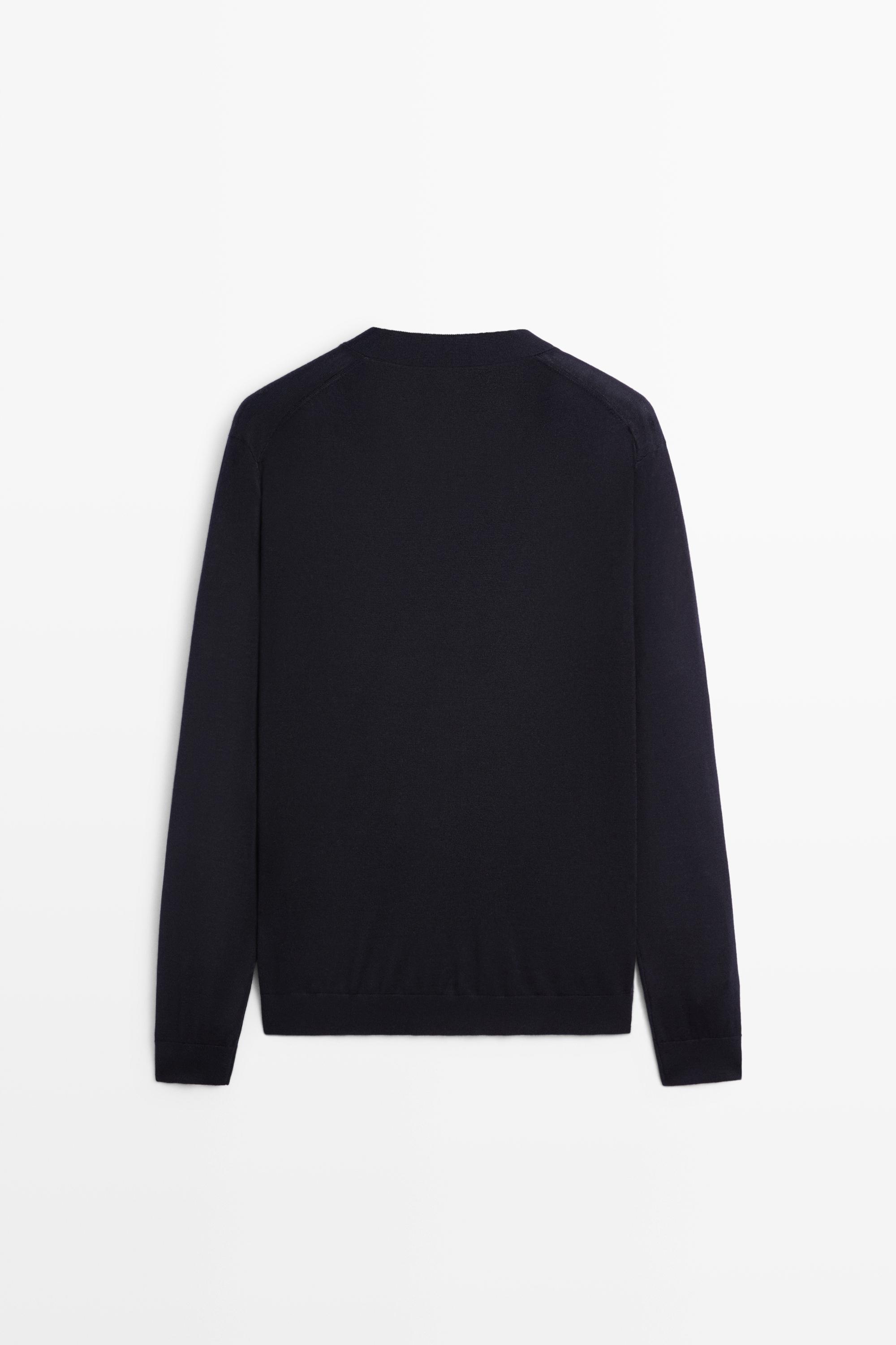 Merino wool button-up cardigan — NAVY BLUE