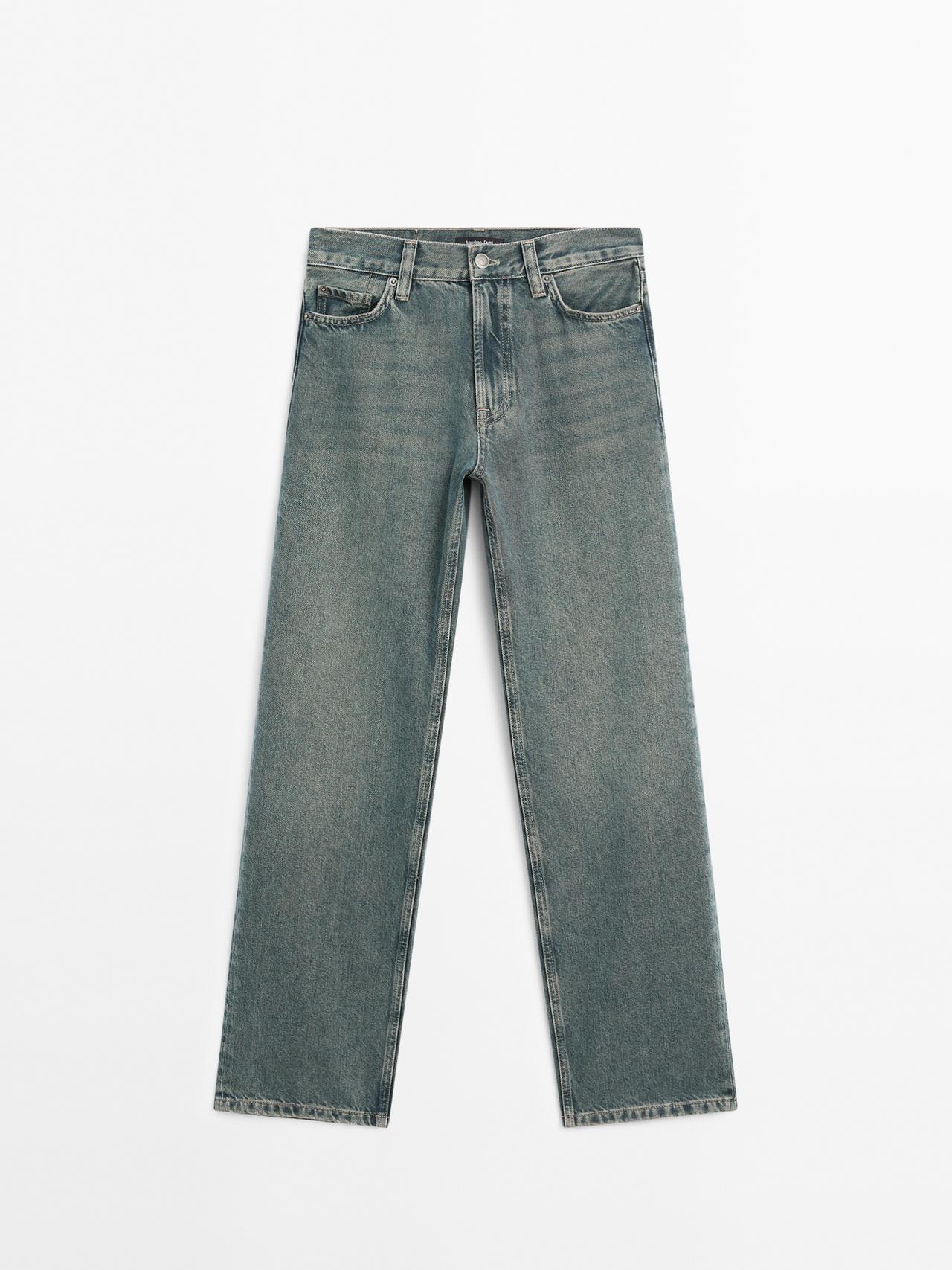 Massimo Dutti - Dame - Højtaljede Jeans Med Lige Ben - Lys Blå - 44