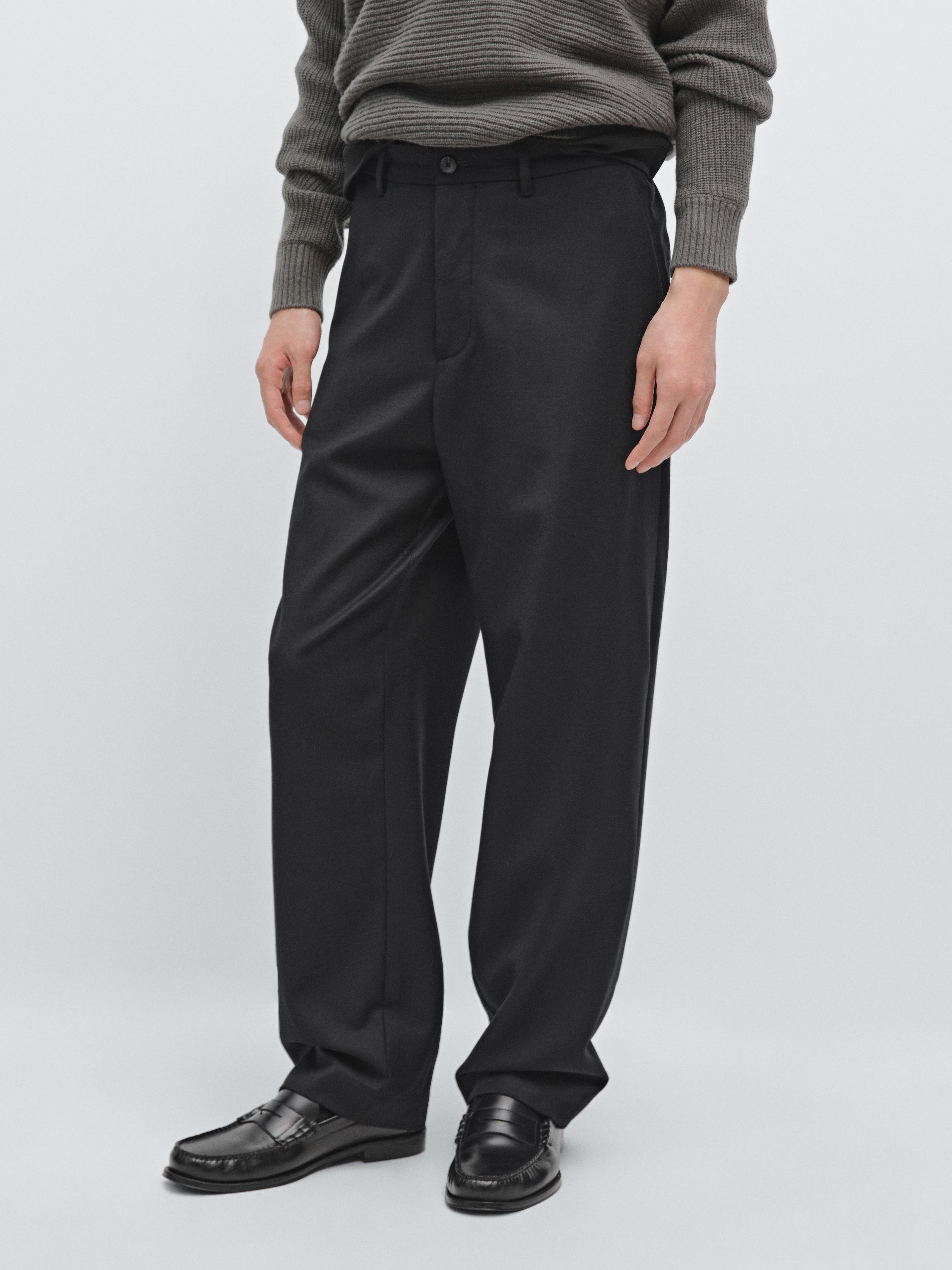 100% wool straight-leg trousers