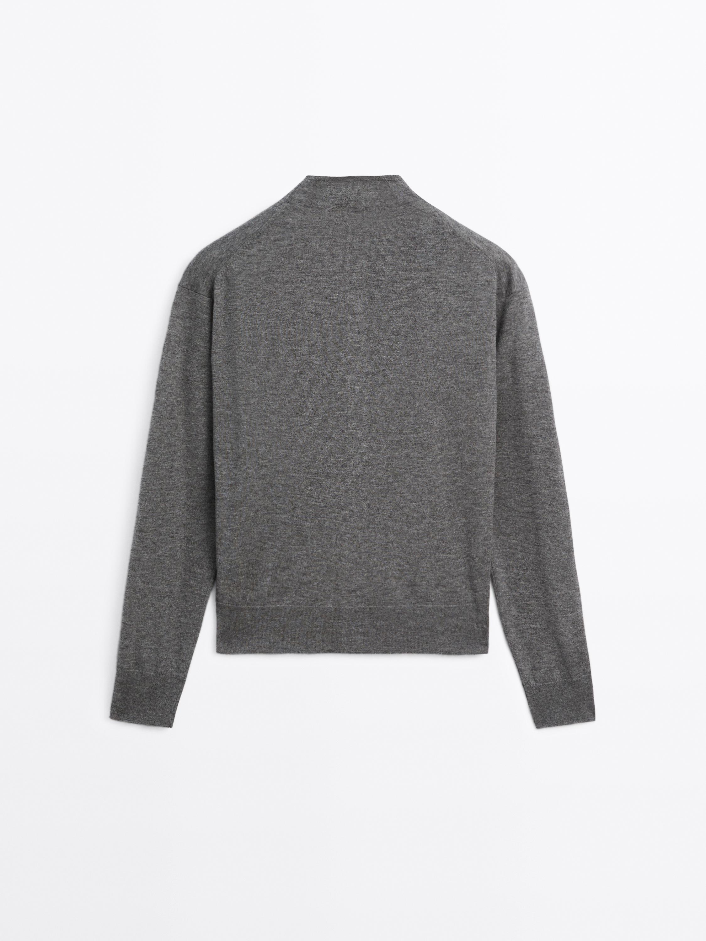 Knit cardigan with mock turtleneck