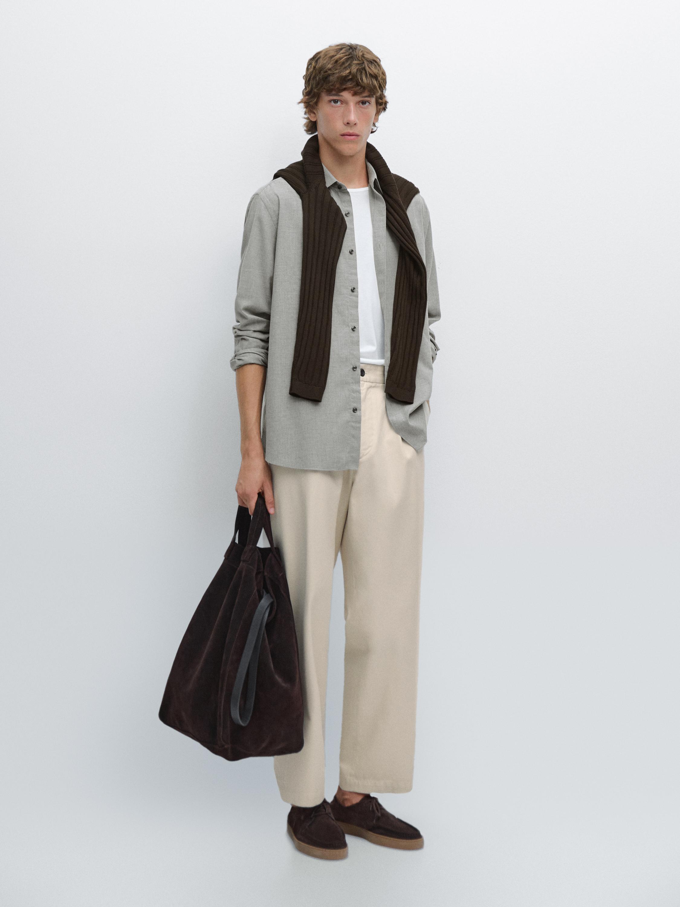 Slim fit twill melange shirt