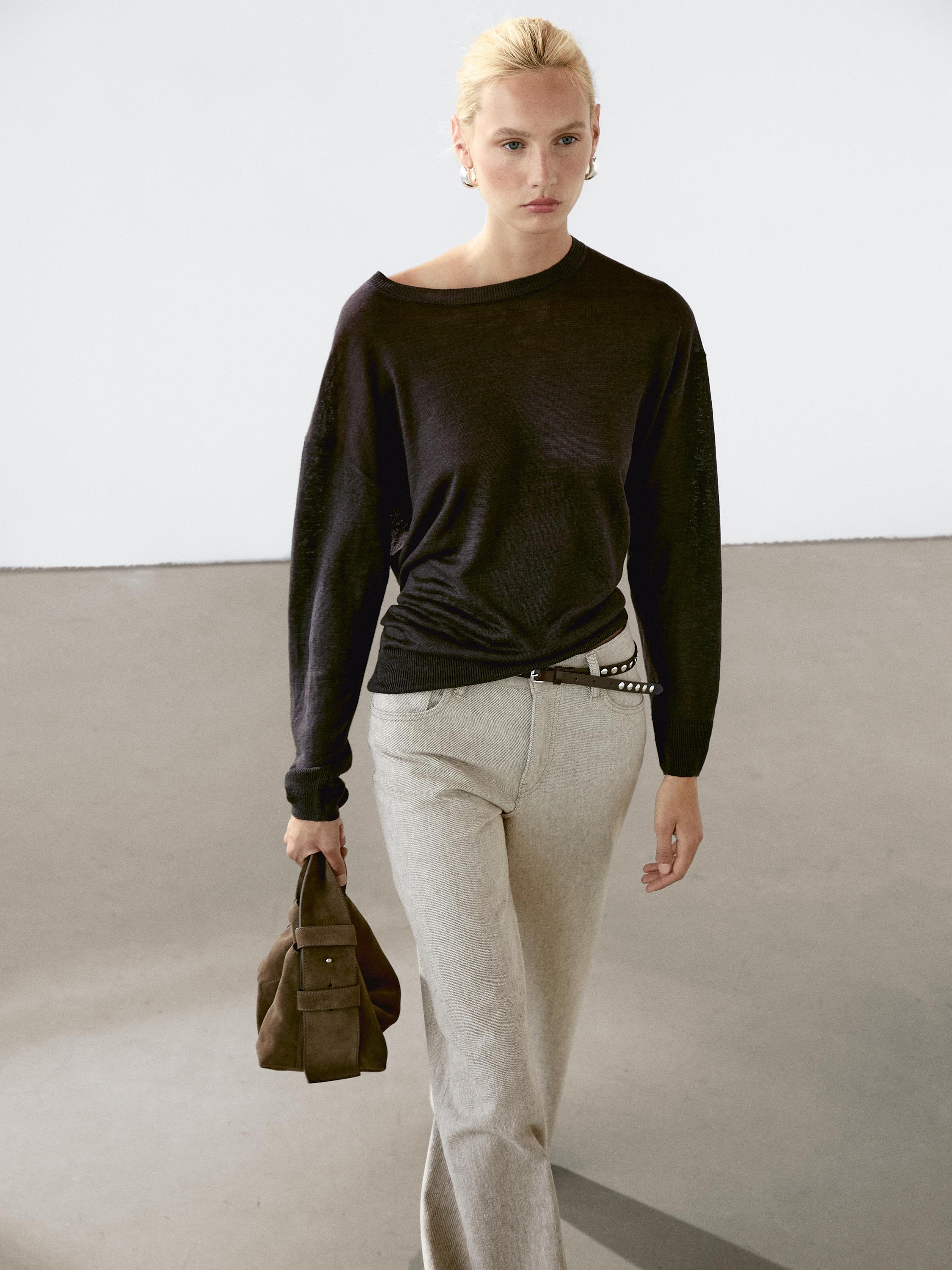 100% linen oversize knit sweater
