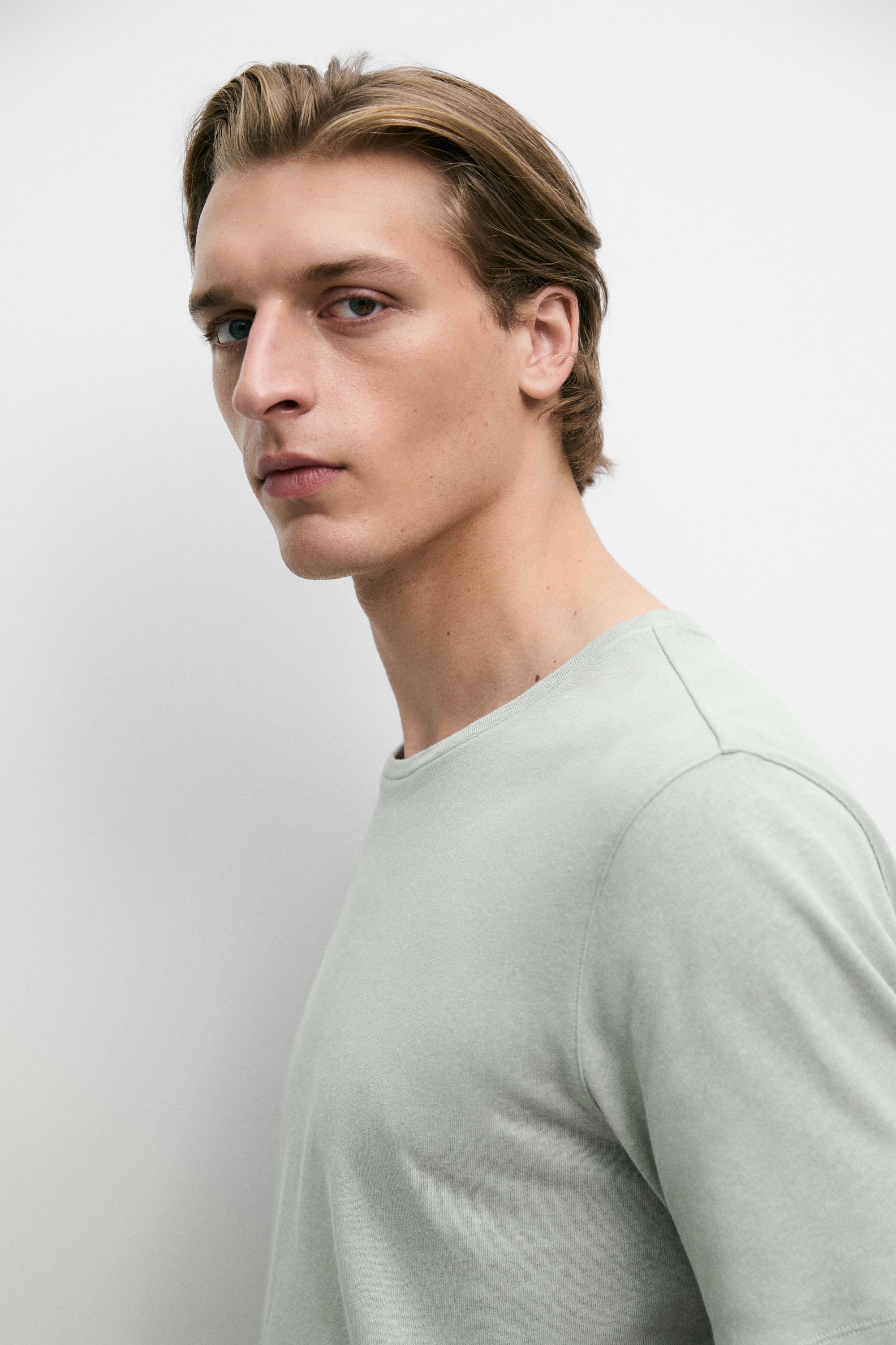 Short sleeve linen and cotton T-shirt — GREEN