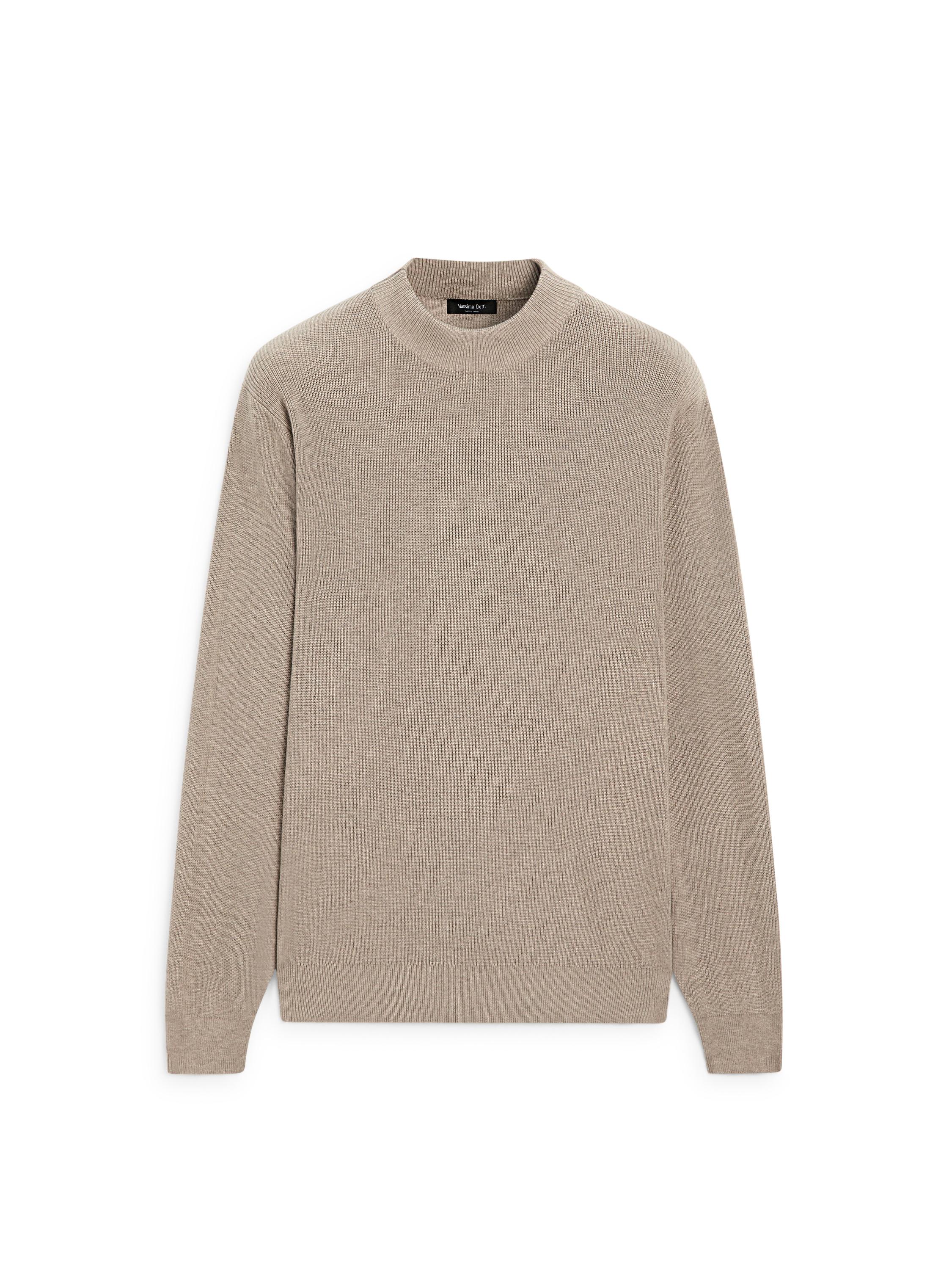 Cotton blend knit sweater with mock turtleneck — MINK