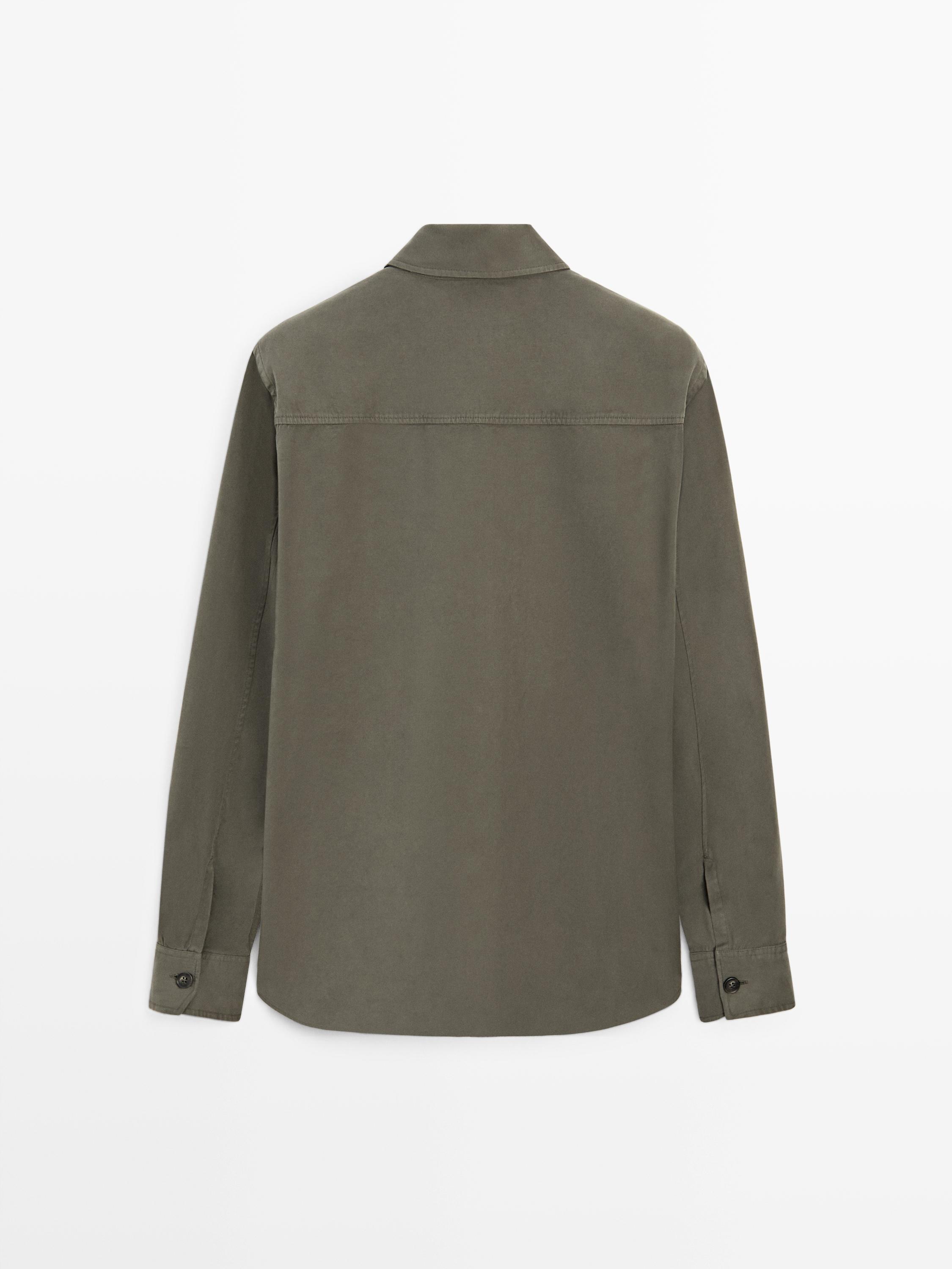 Cotton overshirt with pockets — GREEN