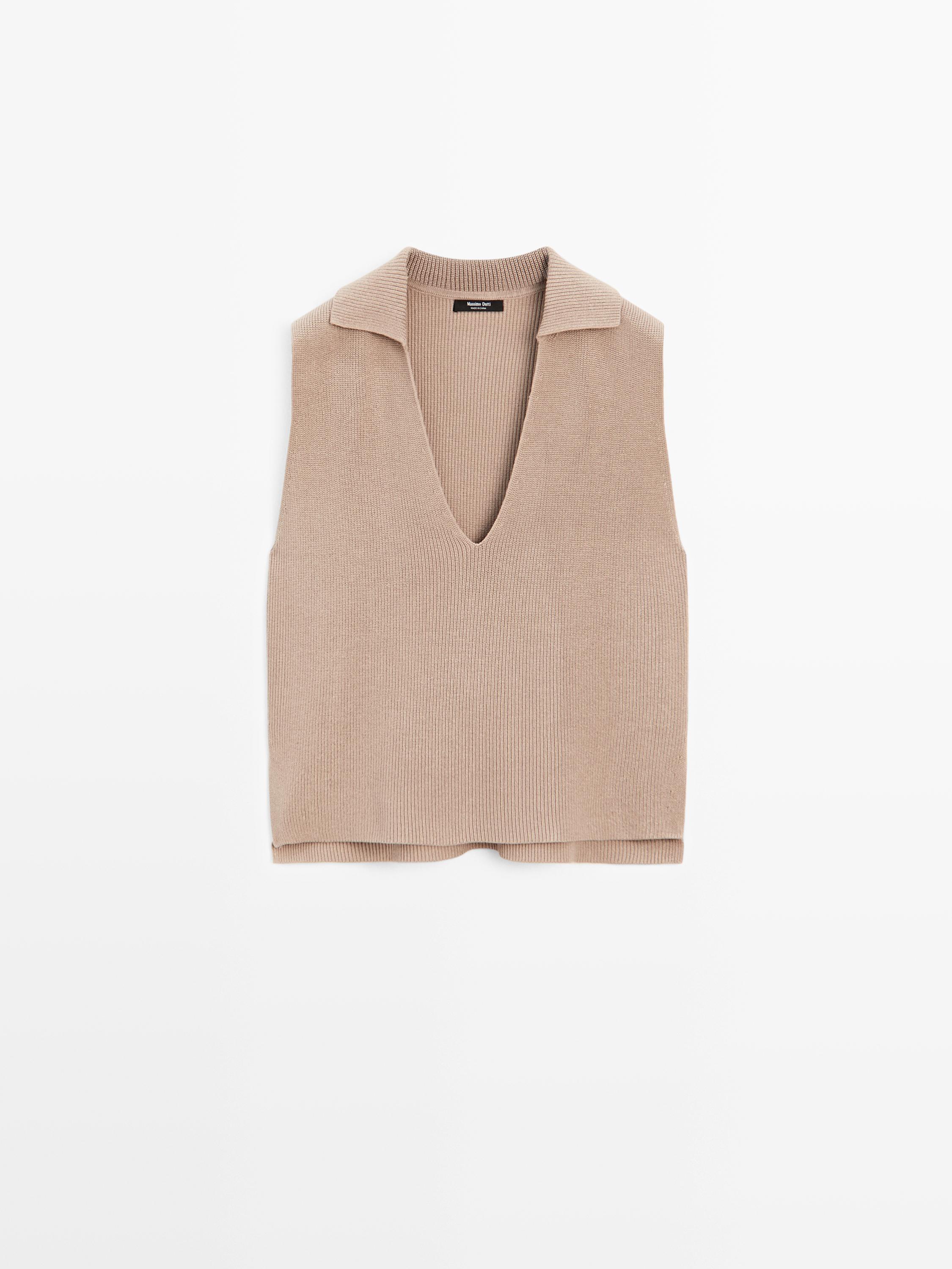 Top en maille à col en V