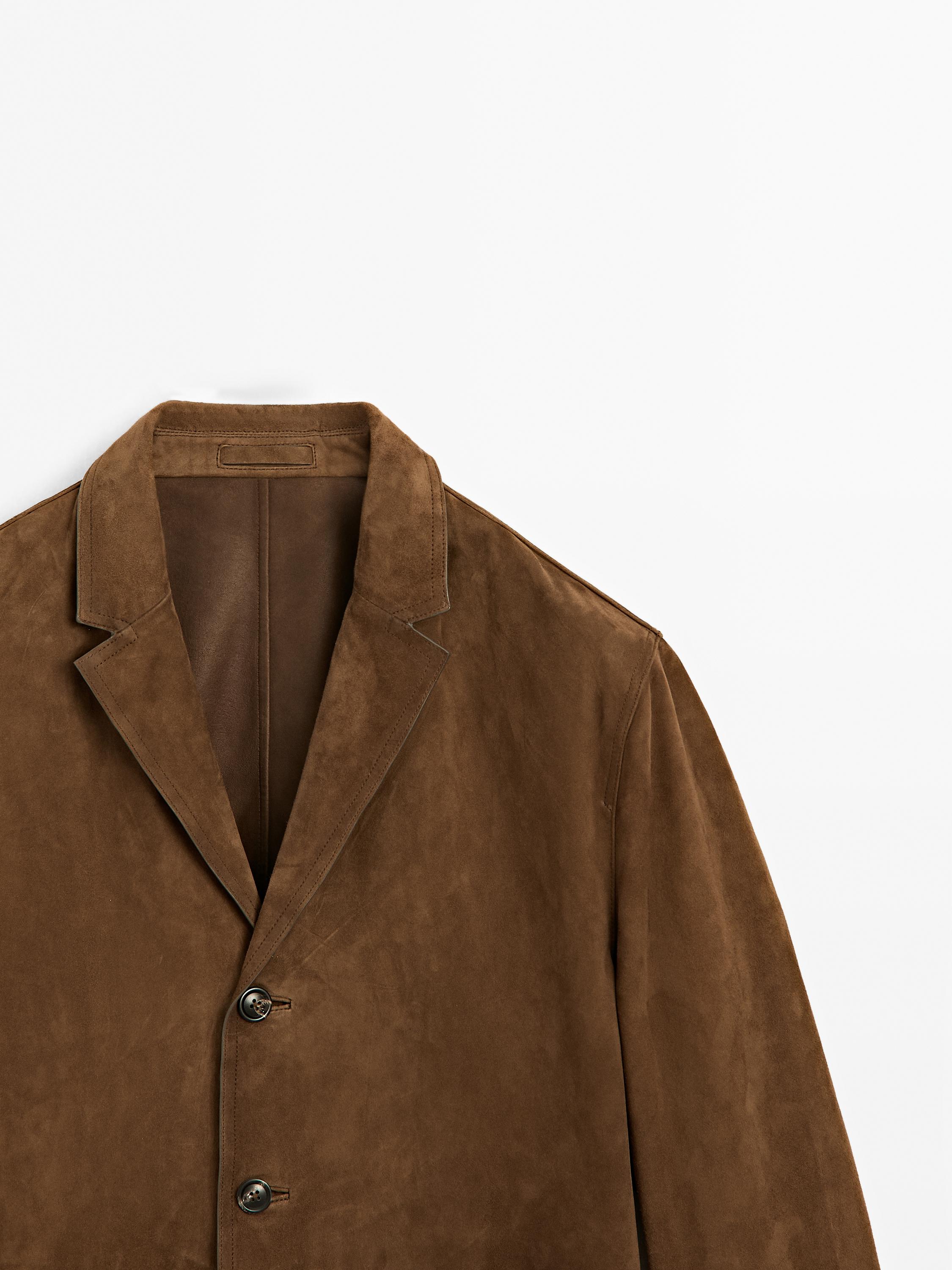 Sako z semišovej kože so štepovaním