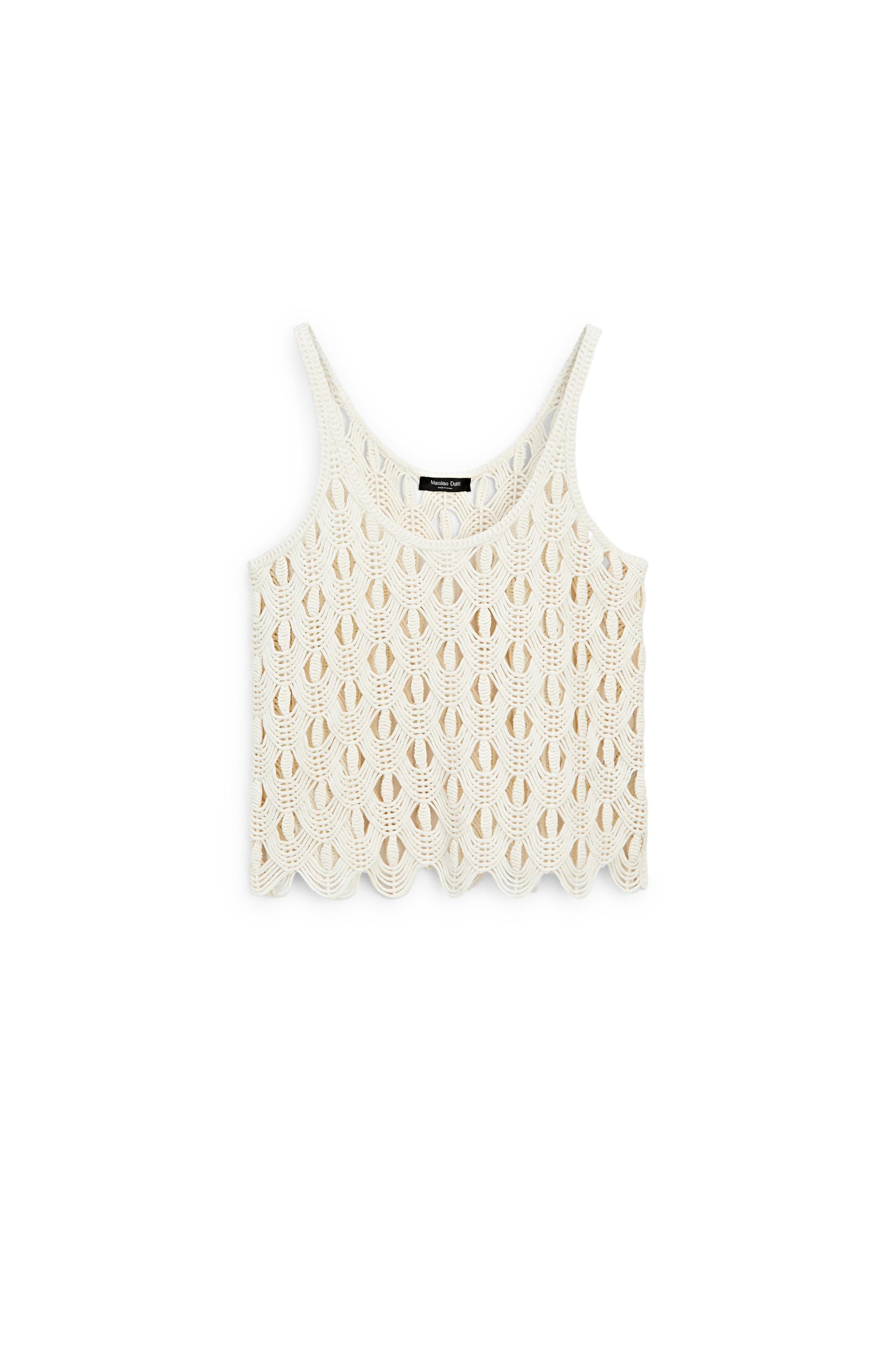 Strappy top with crochet detail — CREAM