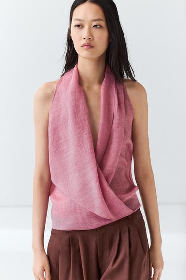 Draped crossover top — PINK 3