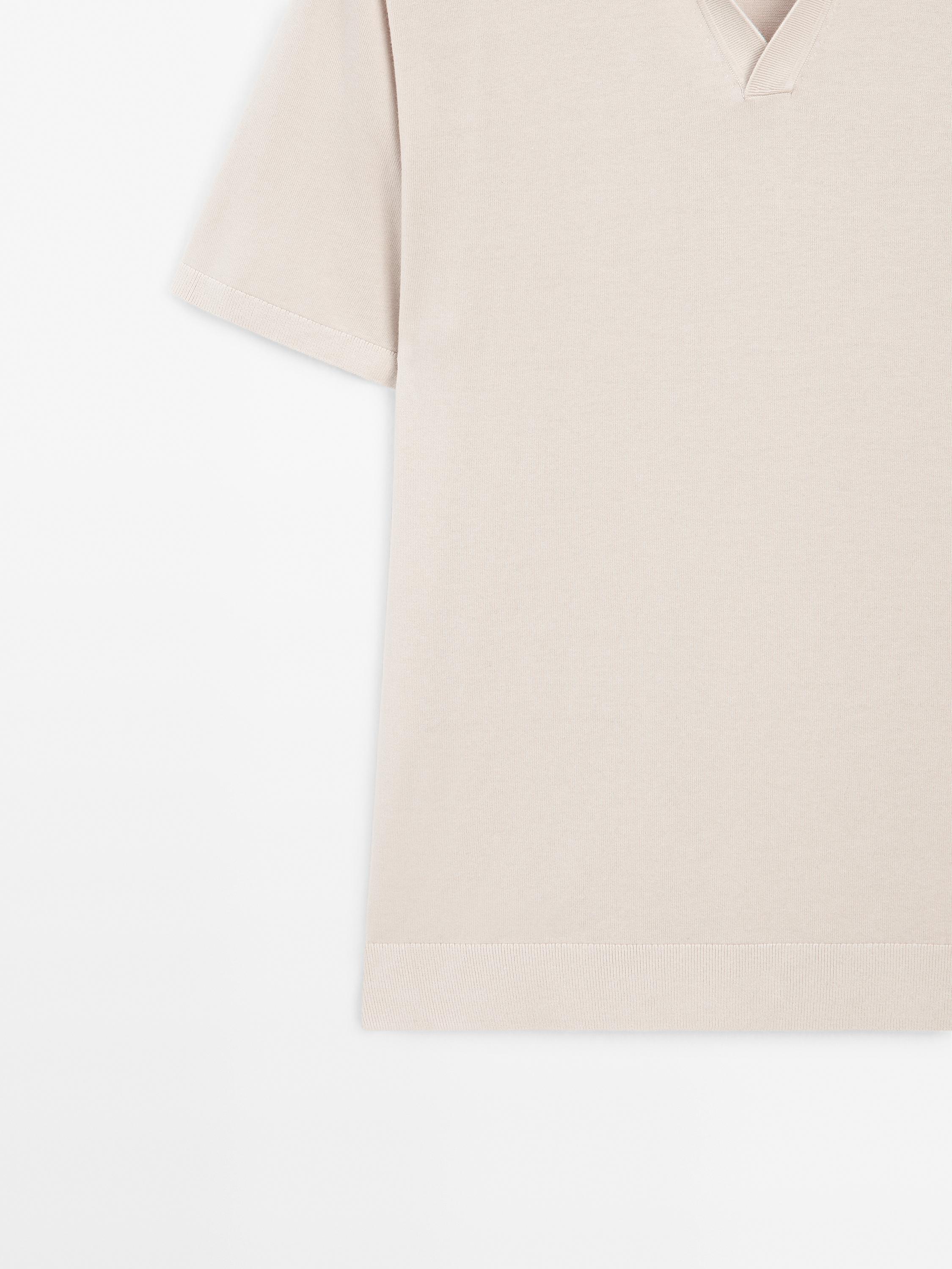 Short sleeve cotton knit polo shirt
