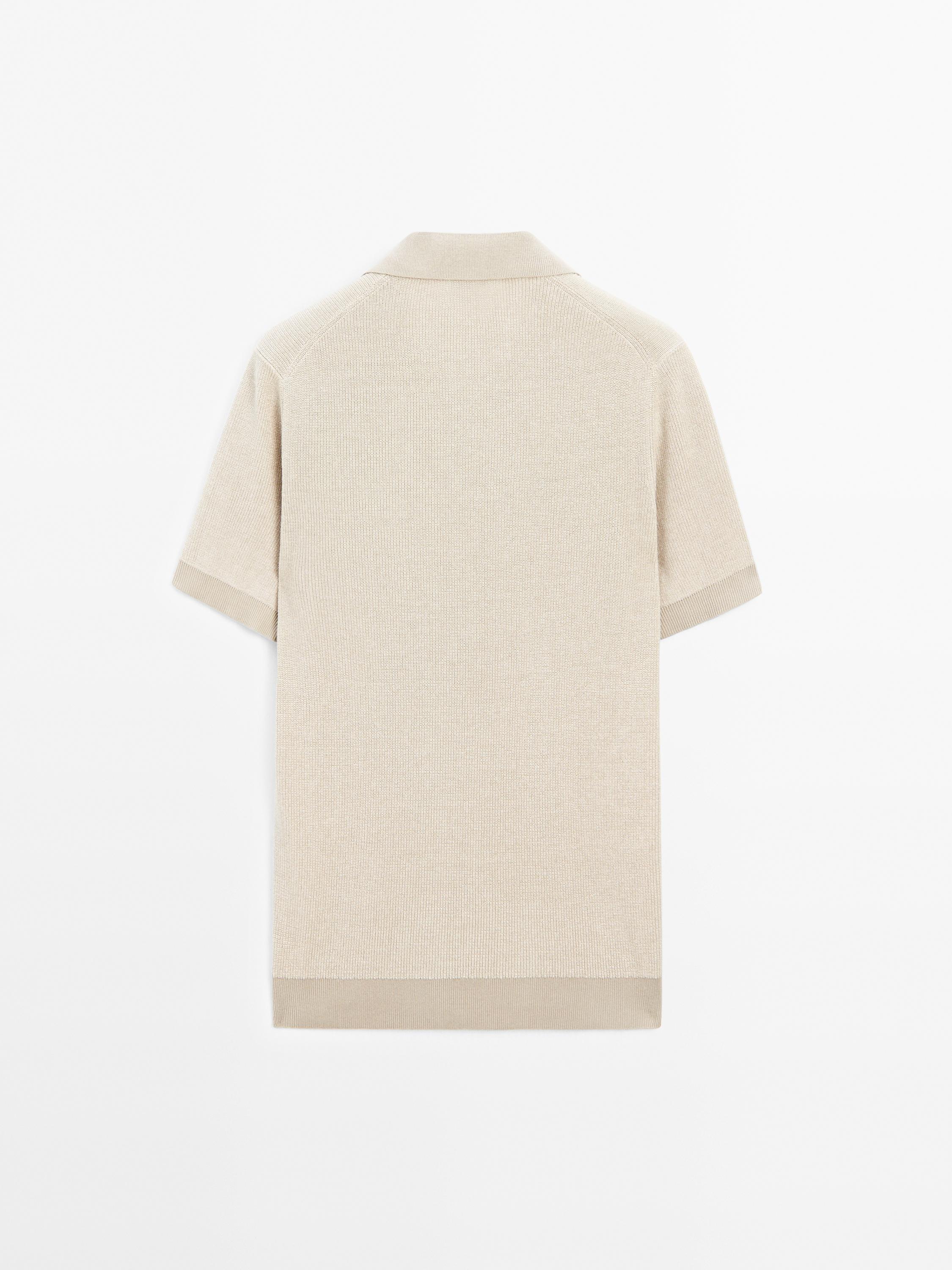 100% cotton contrast polo sweater