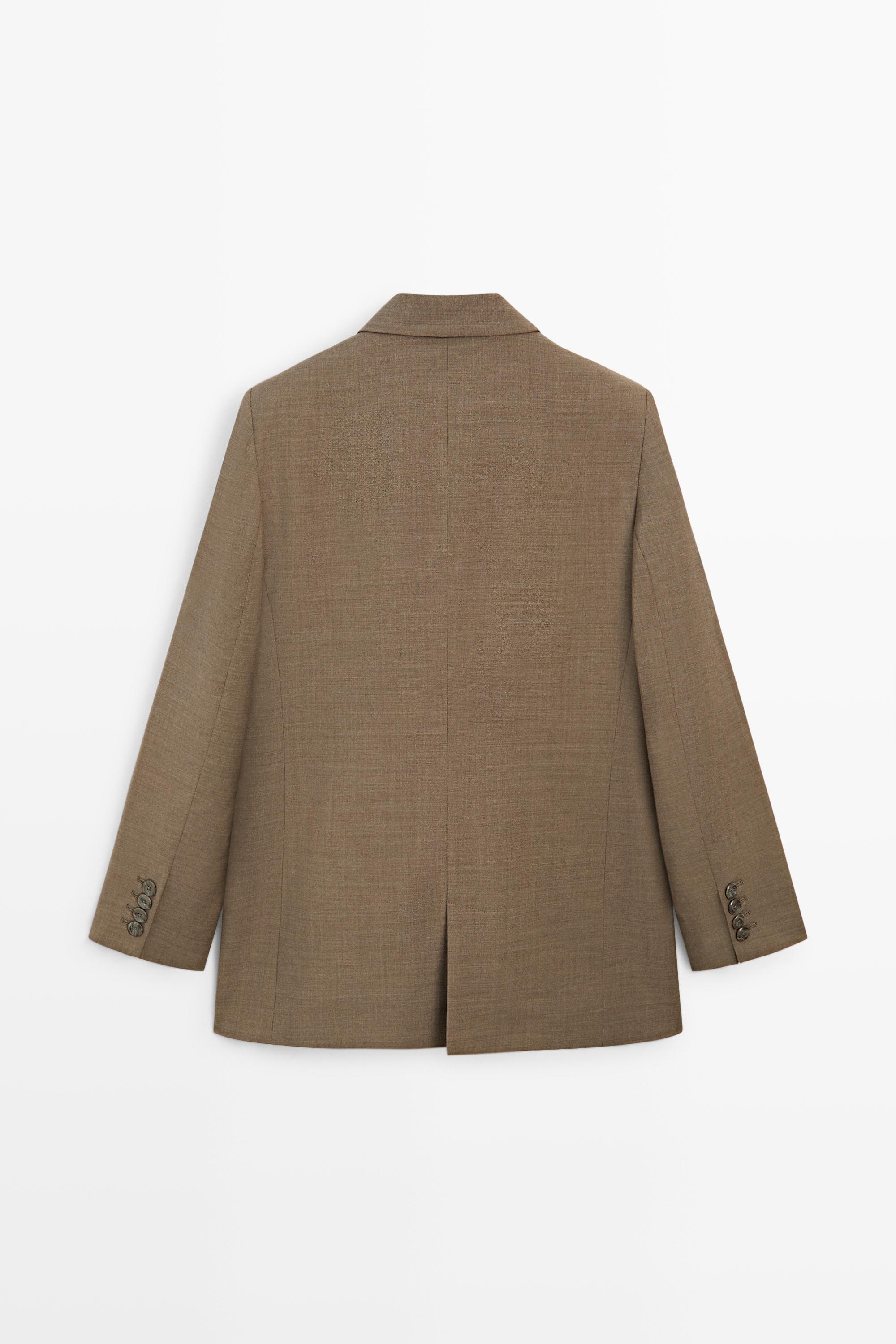 Melange 100% wool suit blazer — CAMEL