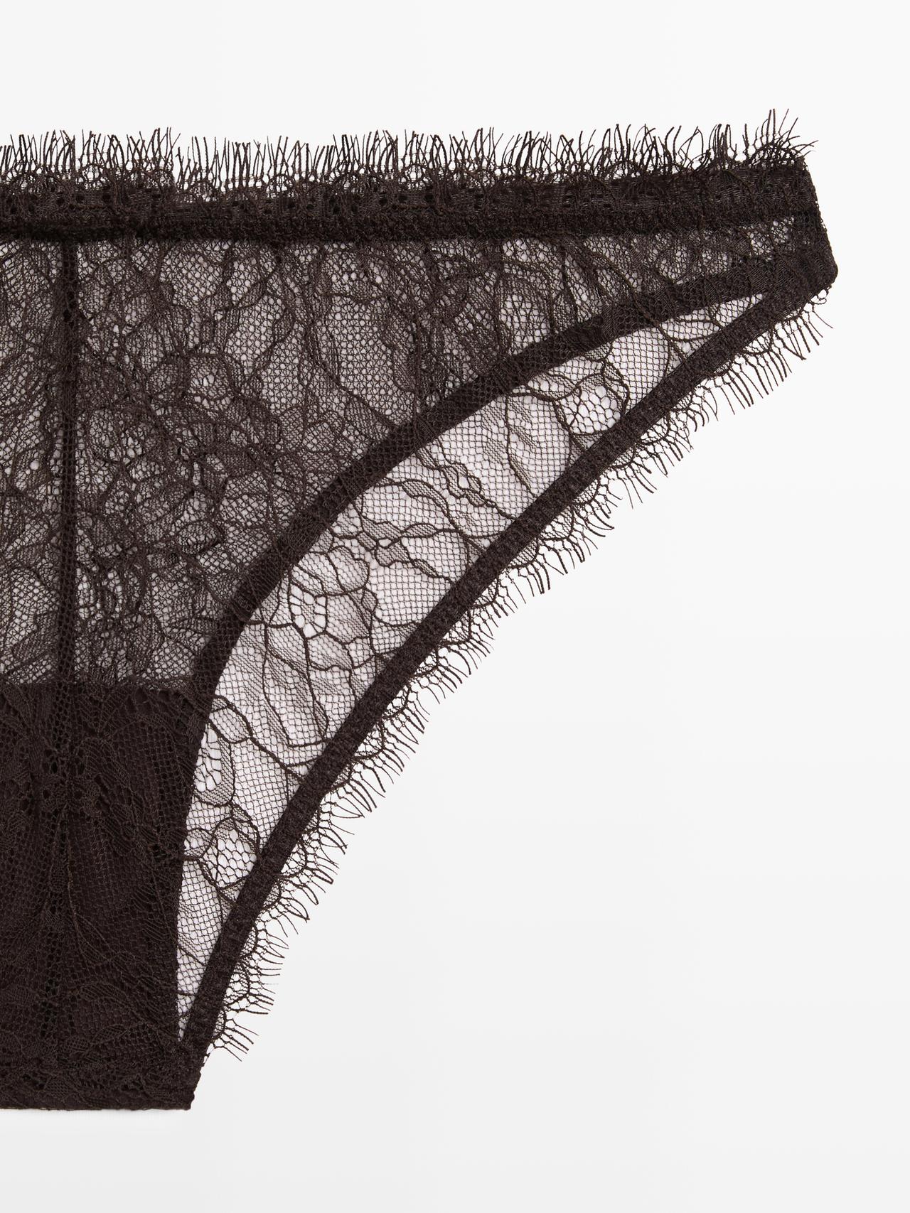 Floral lace briefs — BROWN