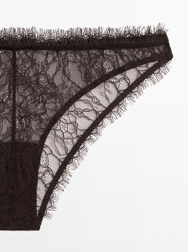 Floral lace briefs — BROWN 6