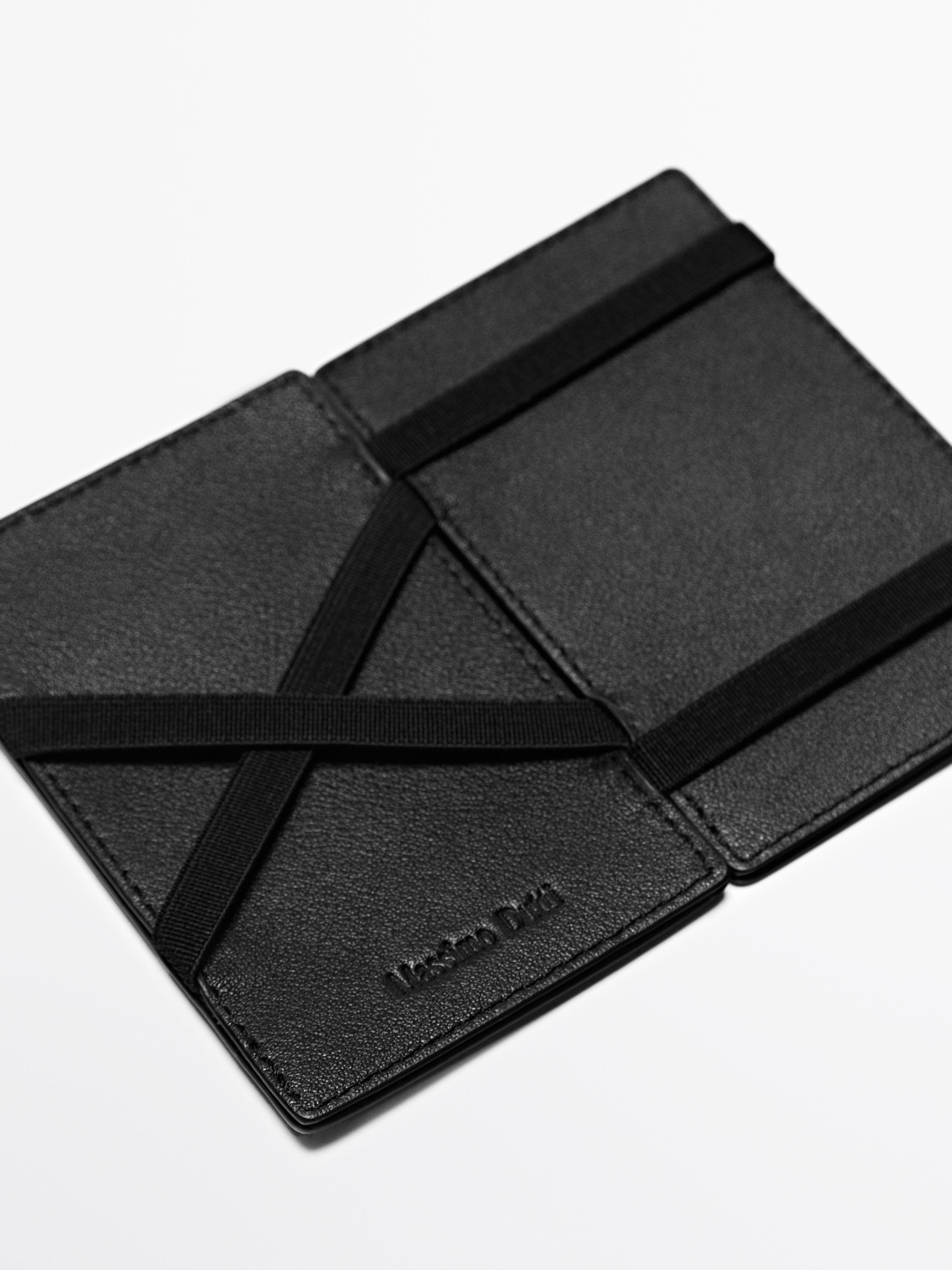 Nappa leather "magic" vertical wallet — BLACK (alternate view)