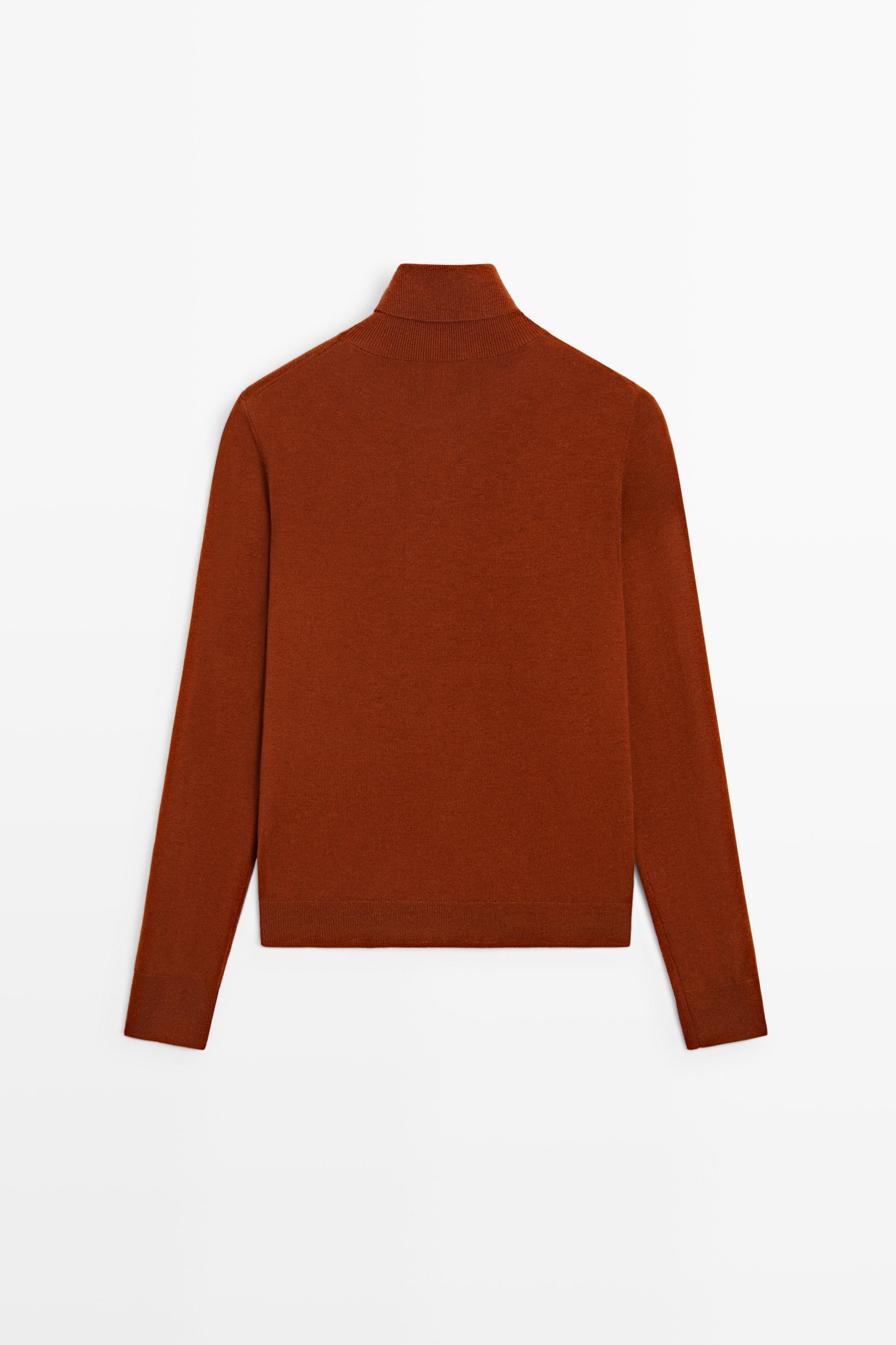 Wool-blend turtleneck knit sweater — COPPER