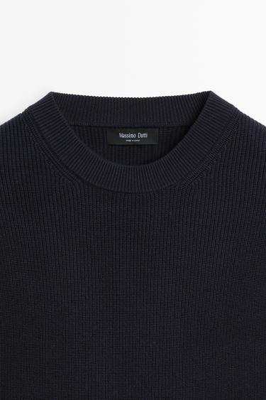 Round neck knit sweater — NAVY BLUE 9