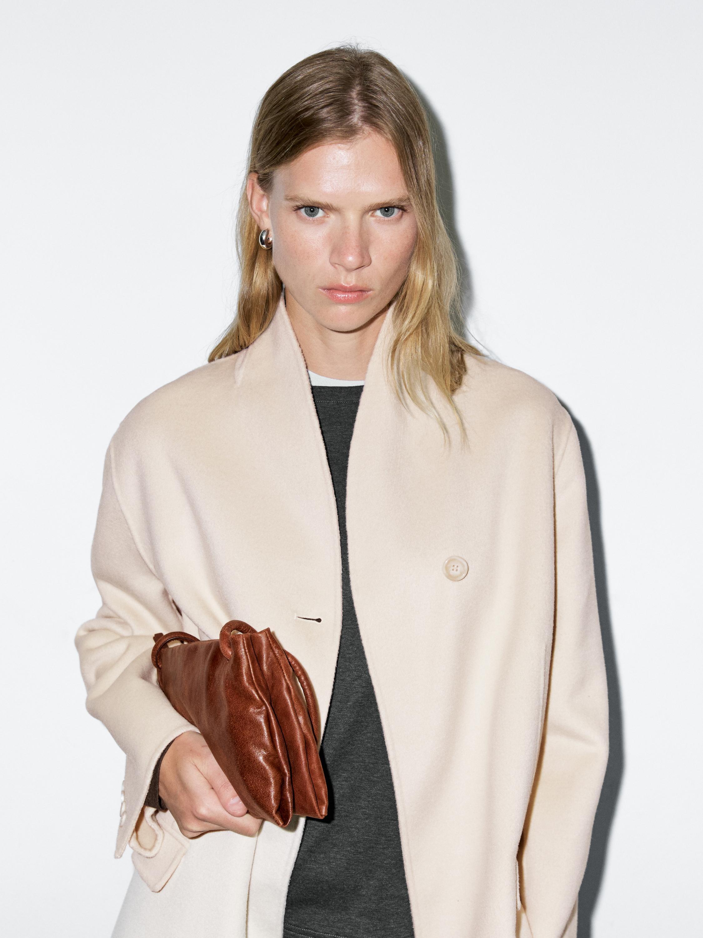 Wool blend high neck coat