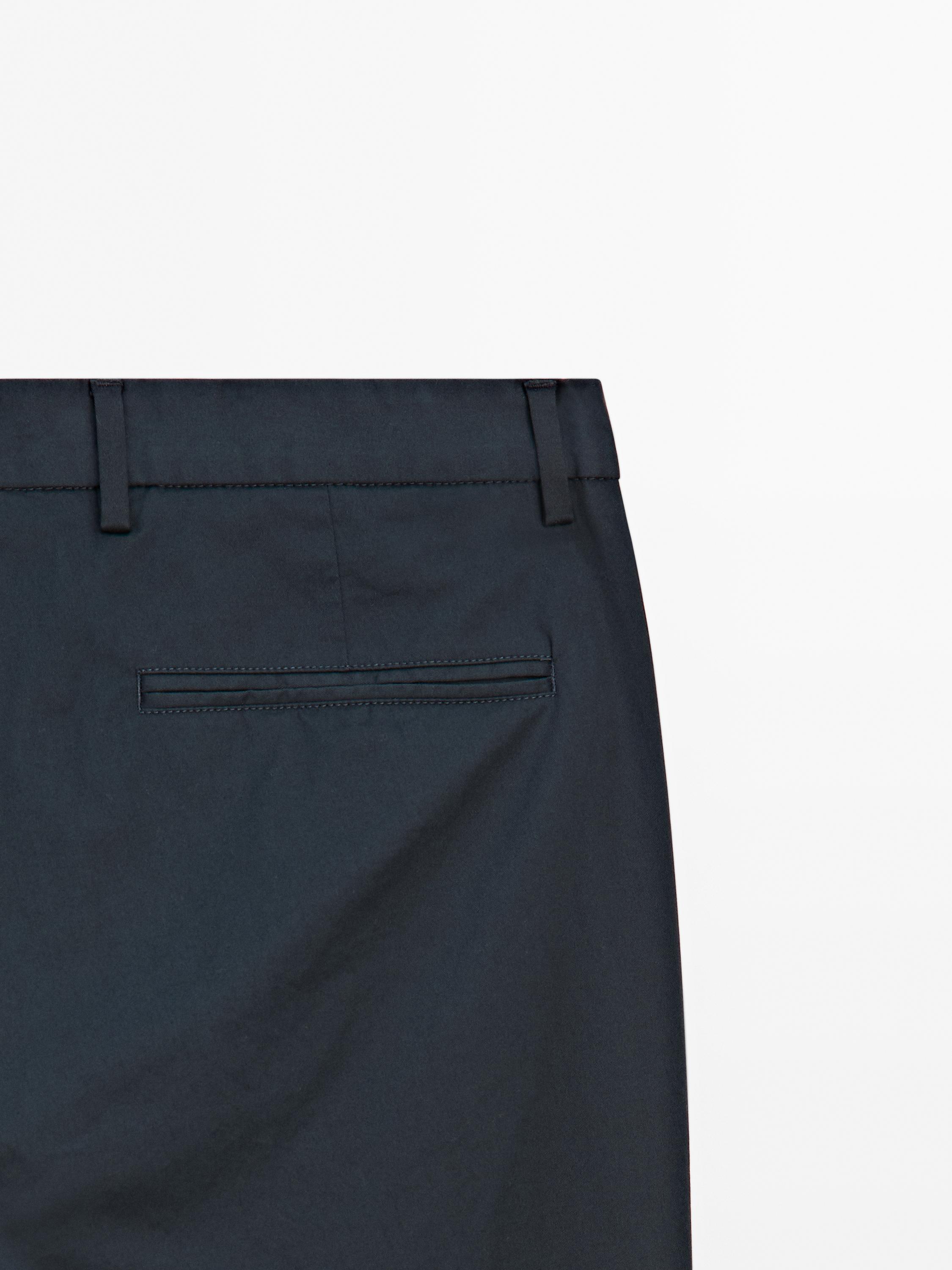 Cotton blend slim fit trousers