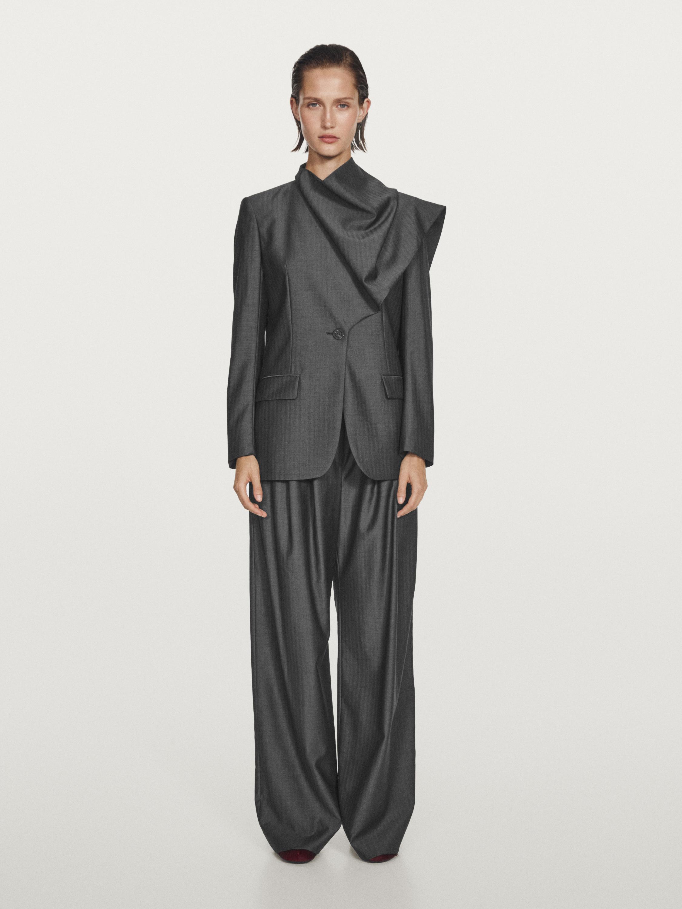 100% wool blazer with scarf detail - STUDIO