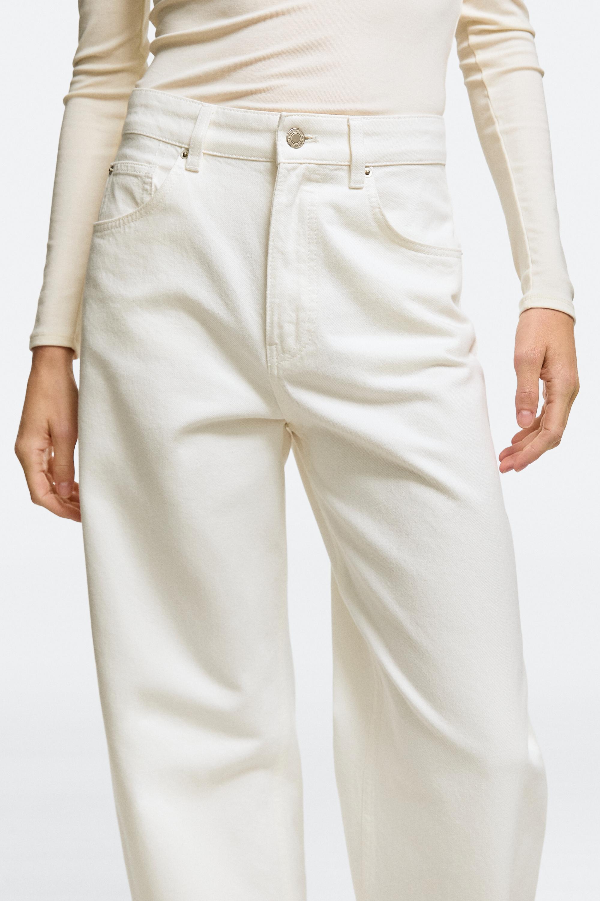 High-waist barrel fit jeans — Off white