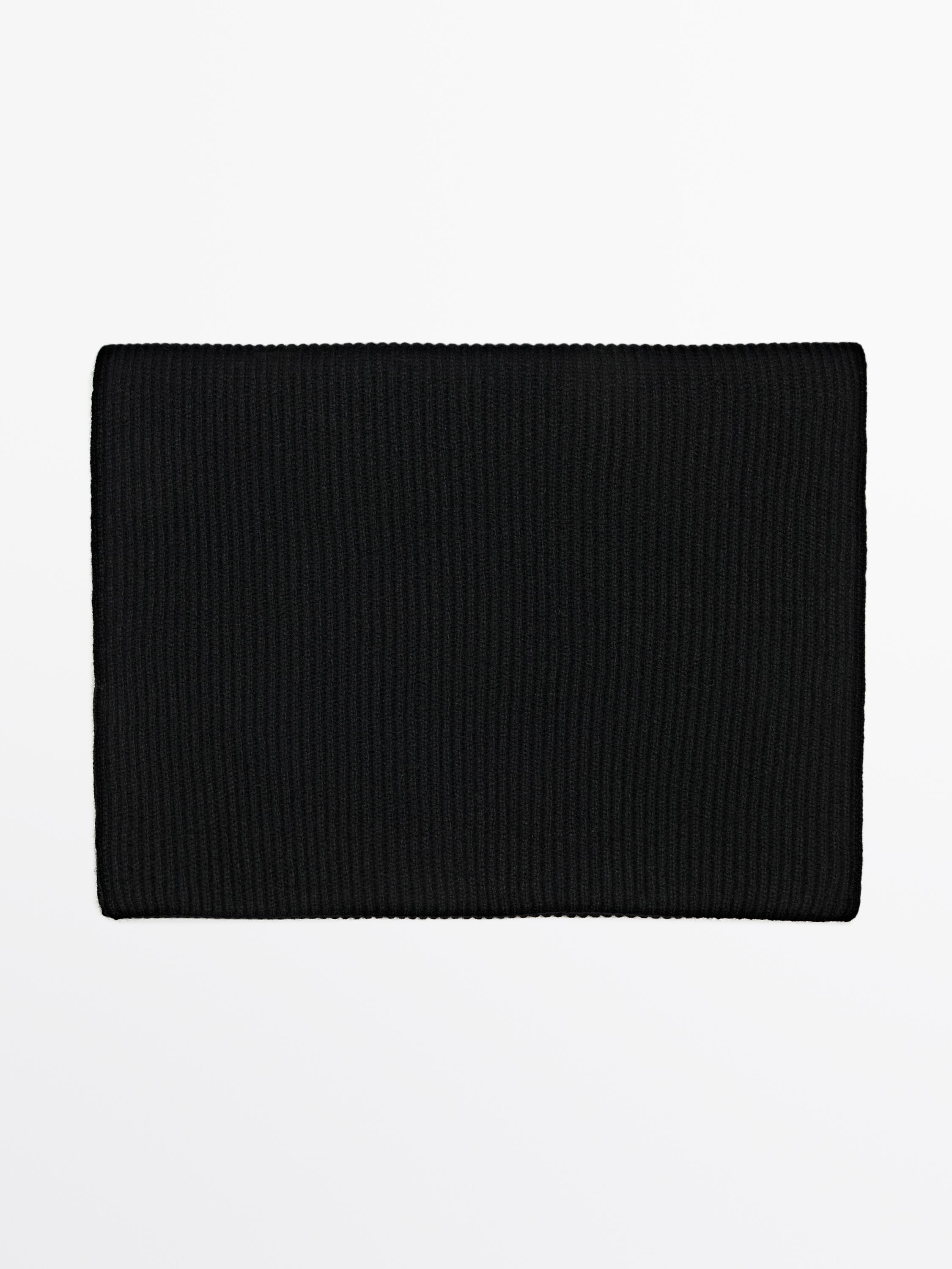 Ribbed Wool Blend Scarf Black Mink Charcoal Scarves Massimo Dutti ribbed-wool-blend-scarf-black-mink-charcoal-scarves-massimo-dutti