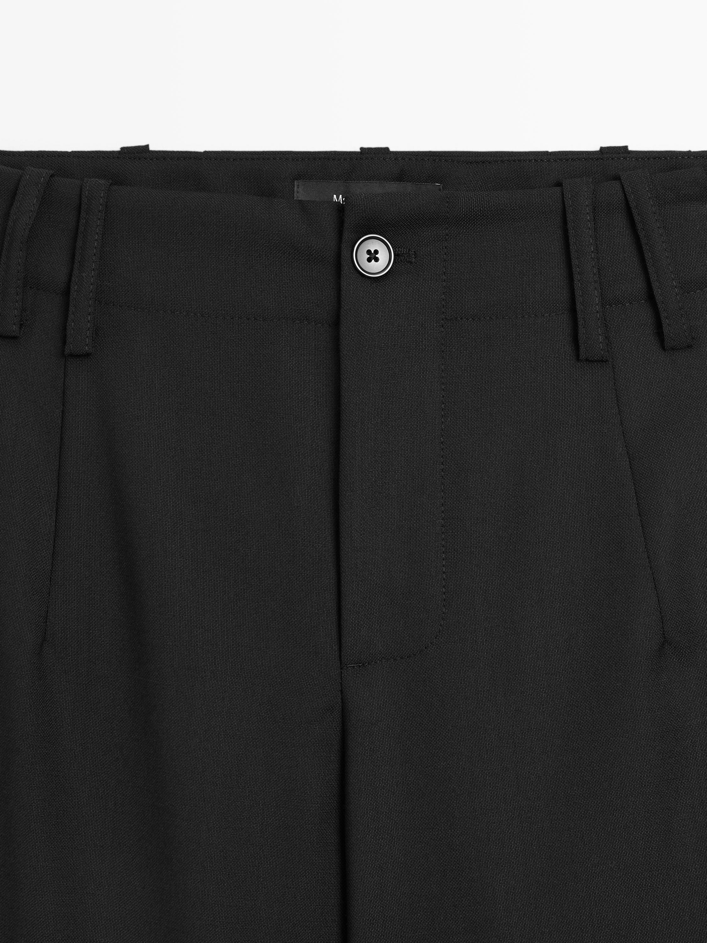 Pantaloni boyfriend fit din lână 100%