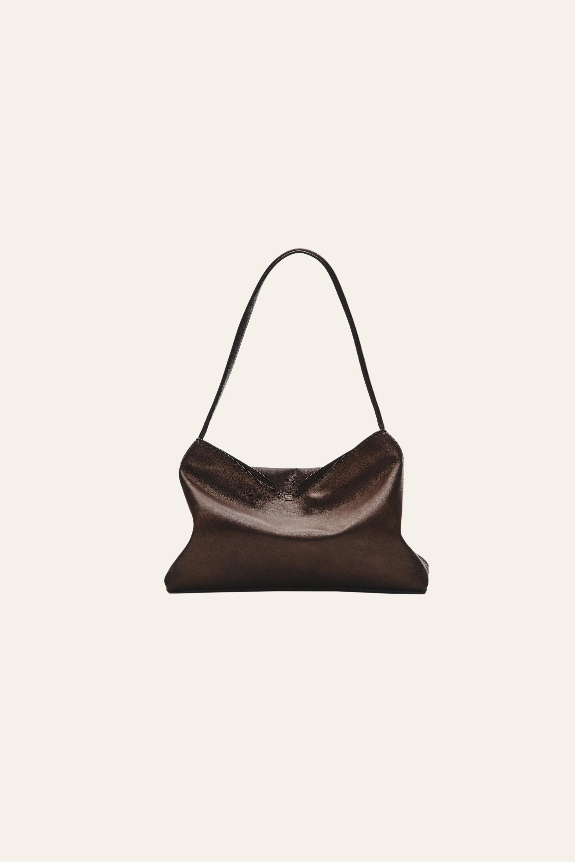 Small nappa leather shoulder bag — BROWN