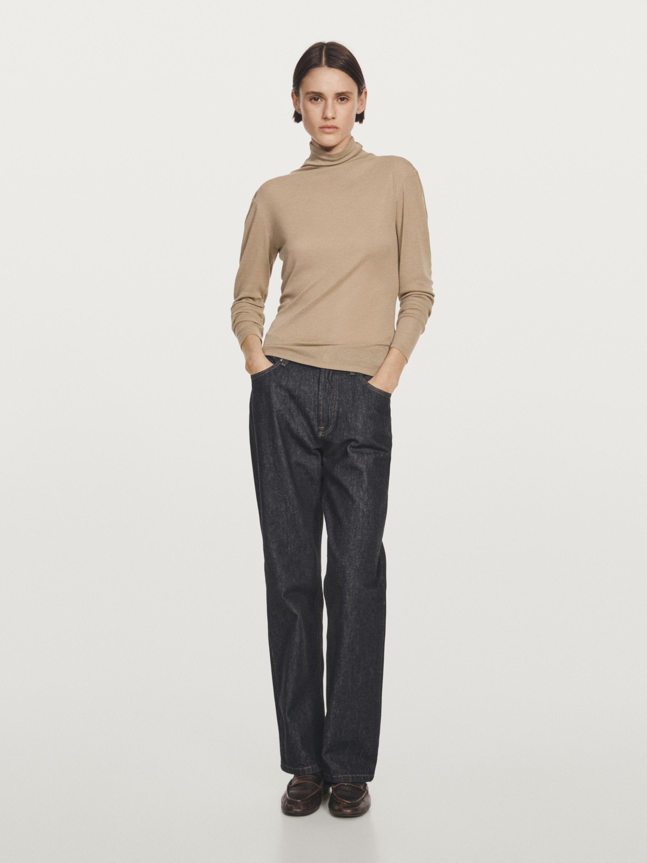 Long sleeve lyocell and wool blend T-shirt