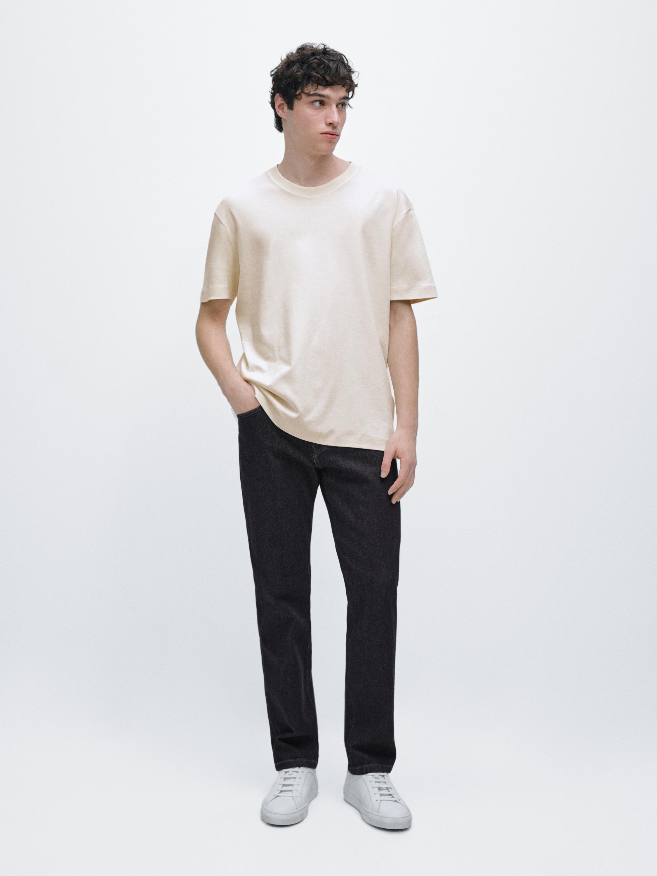 100% cotton short sleeve T-shirt — CREAM