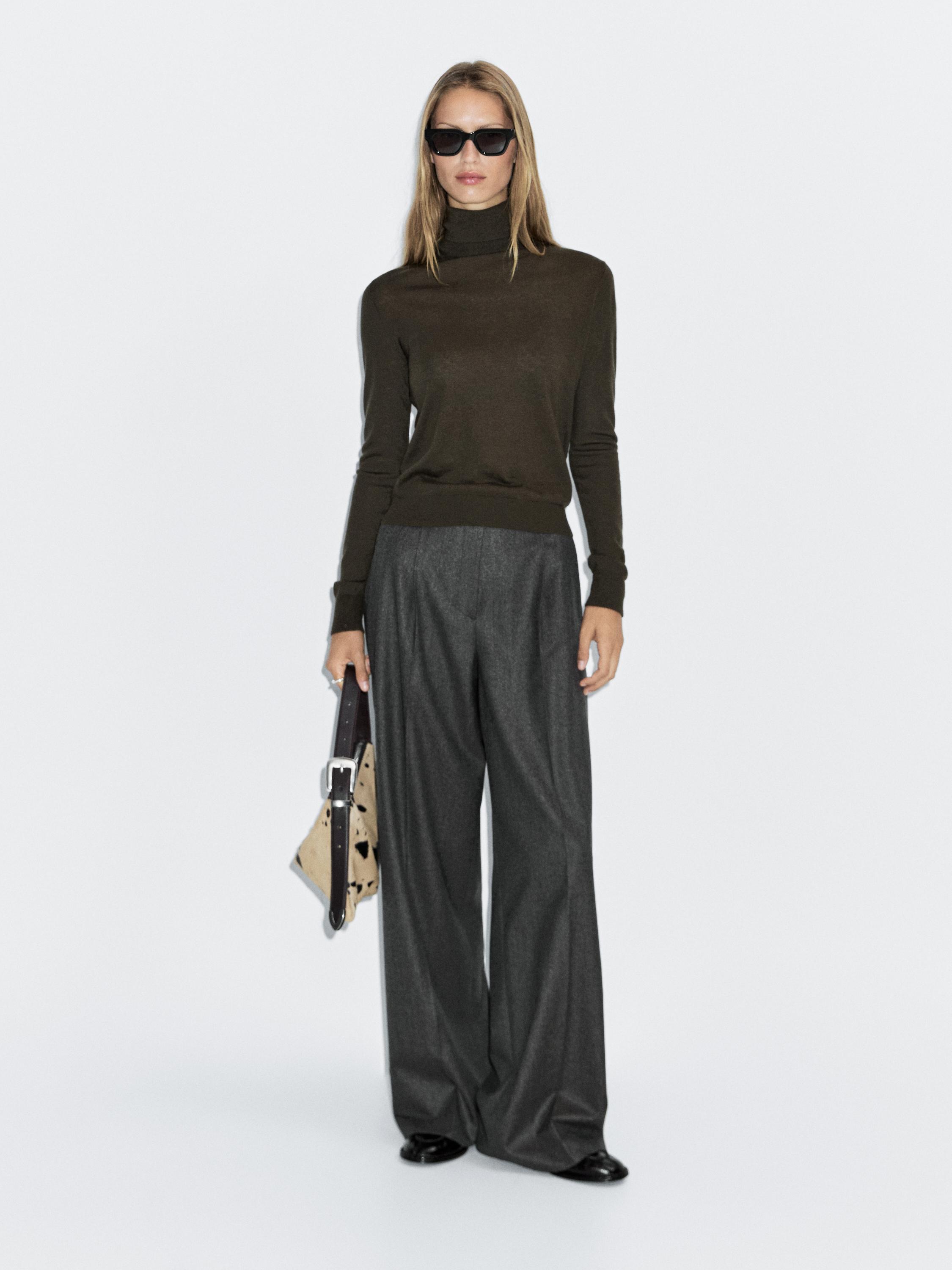 High neck wool blend sweater