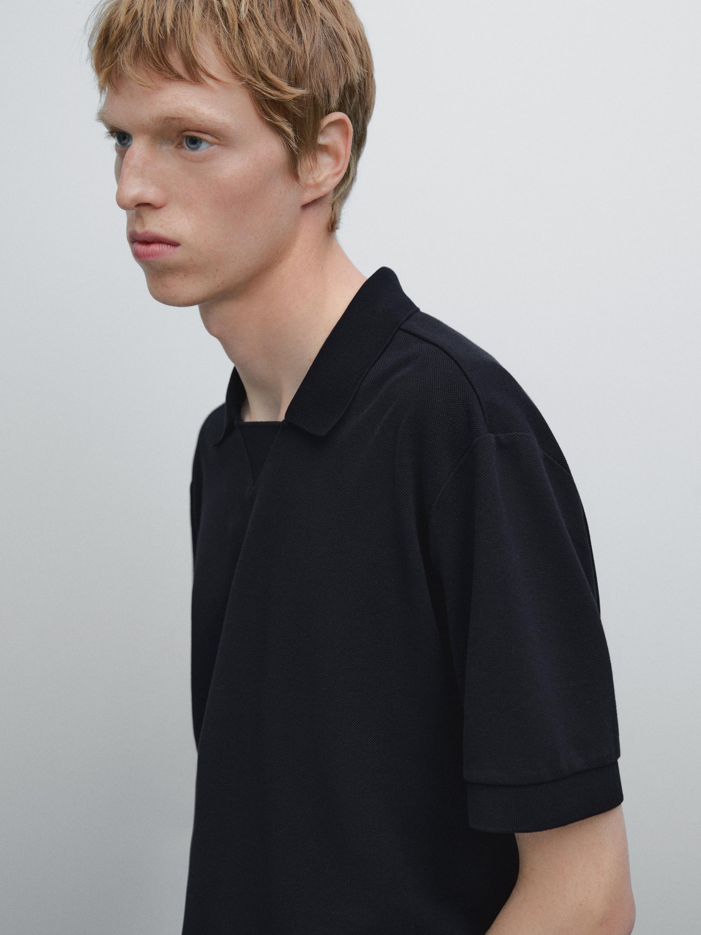 Poloshirt mit kurzen Ärmeln und Mikrostrukturmuster