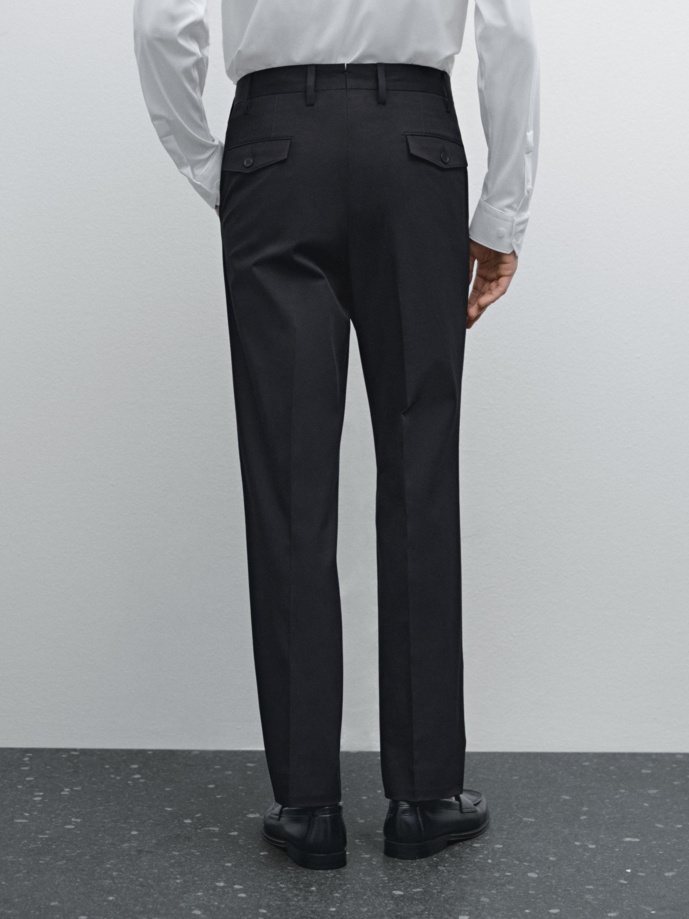 Cotton blend stretch trousers