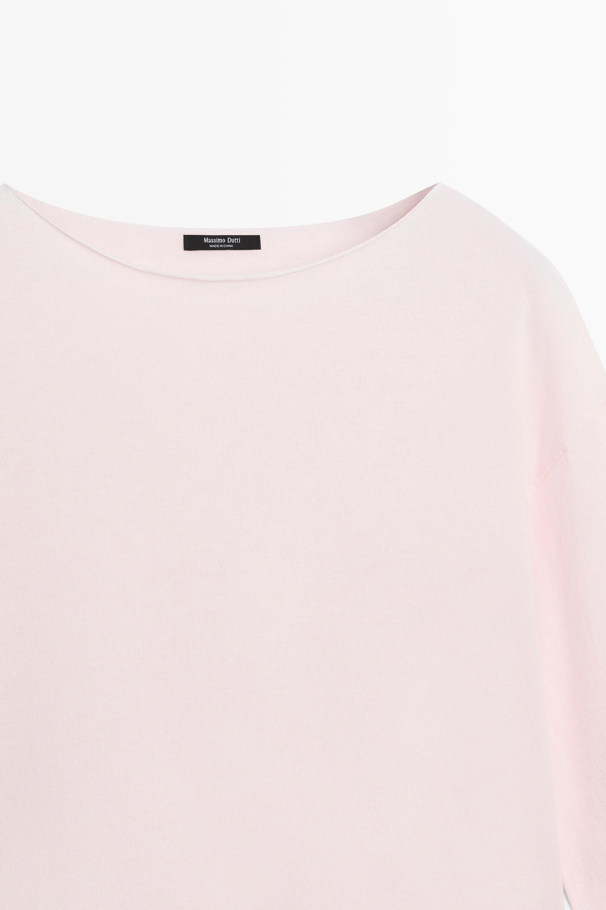 Cotton blend knit sweater — PALE PINK
