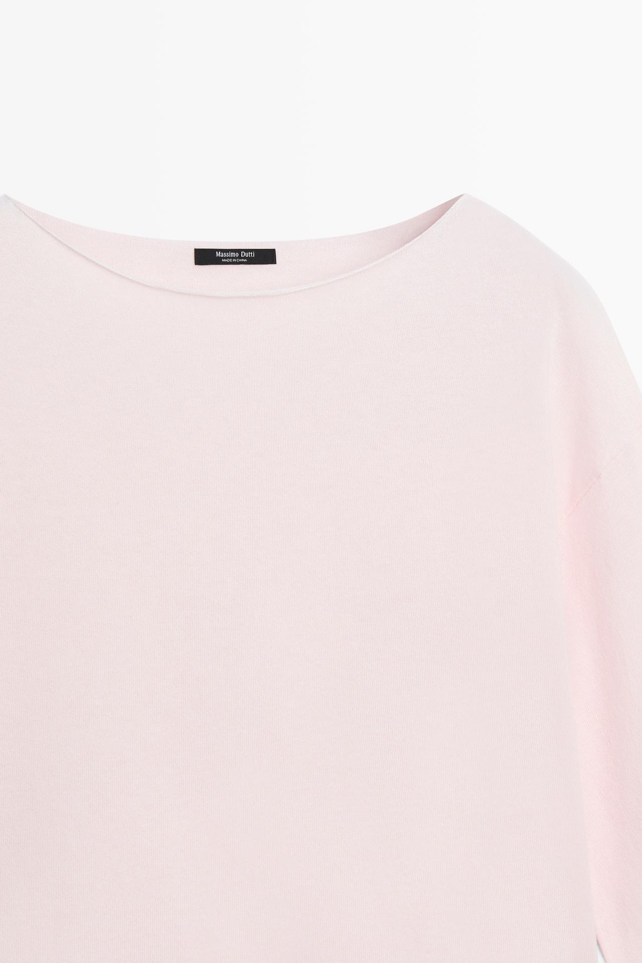 Cotton blend knit sweater — PALE PINK