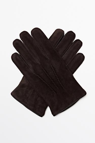 Contrast leather gloves — BROWN 3