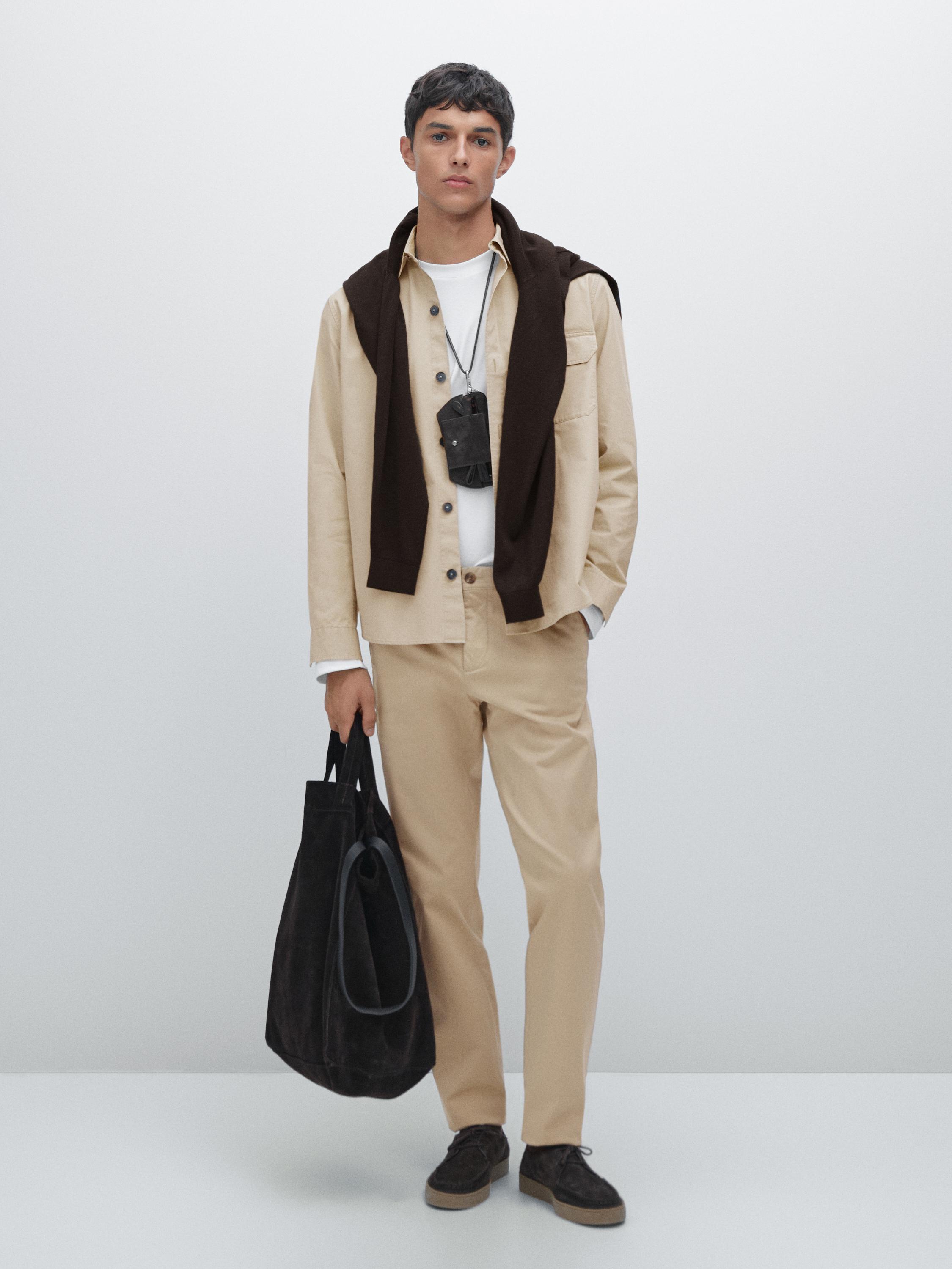 Slim fit textured trousers