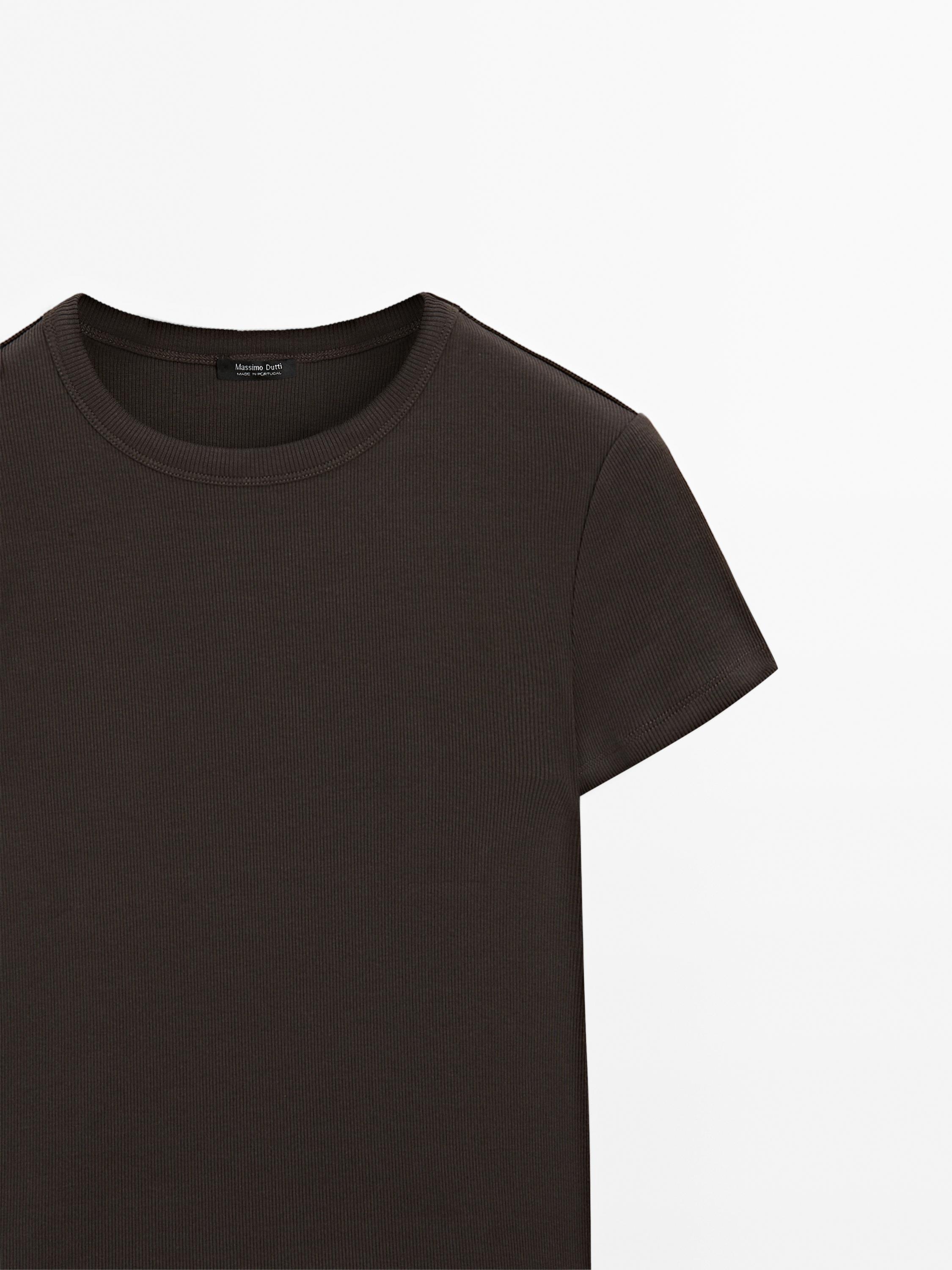 Ribbed heavy weight short sleeve T-shirt — BROWN