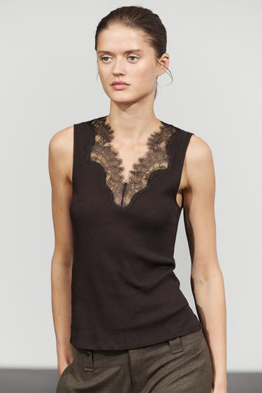Cotton-blend camisole — BROWN 3