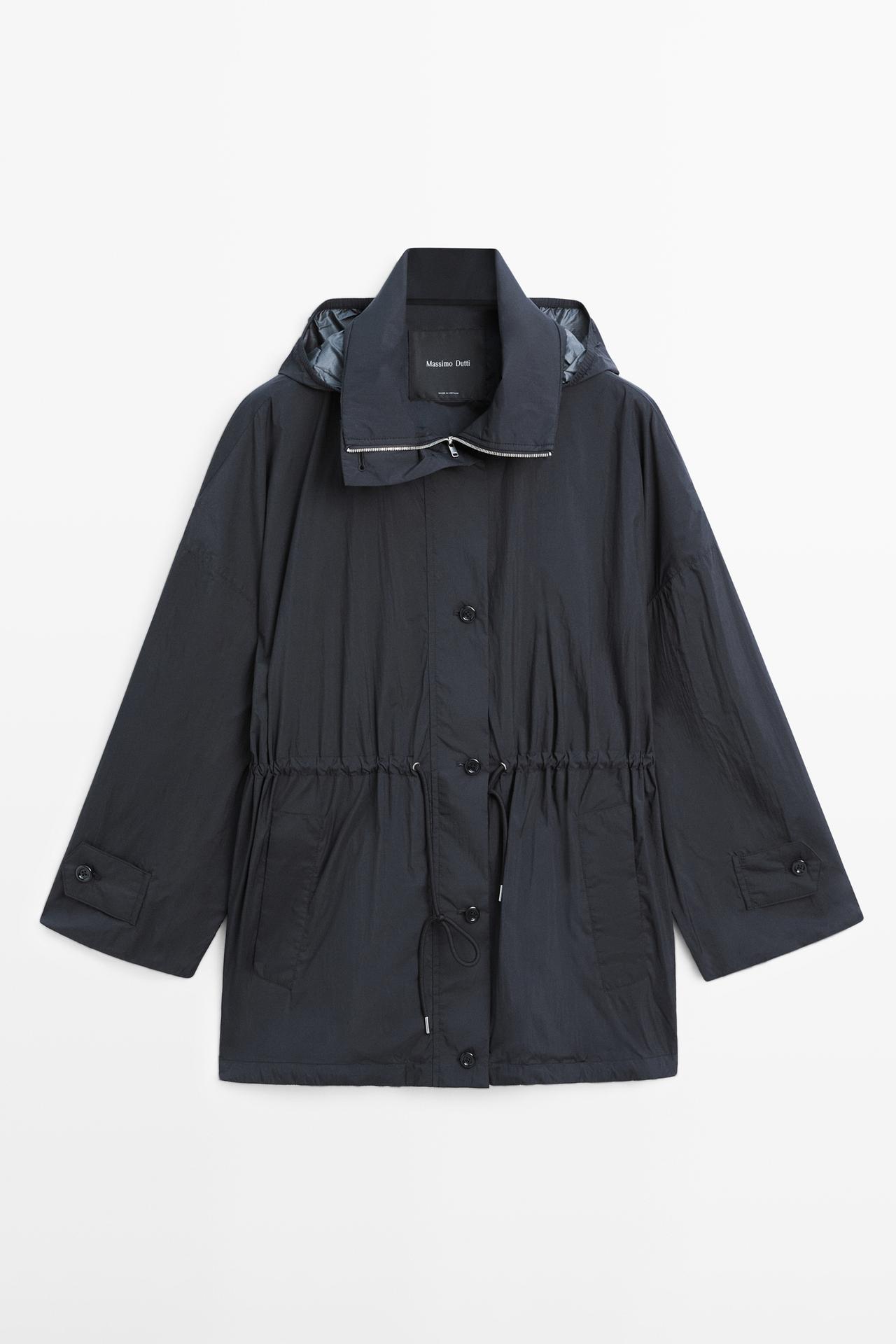 Massimo Dutti - Dame - Parkacoat I Funktionsstof - Mørkeblå - L