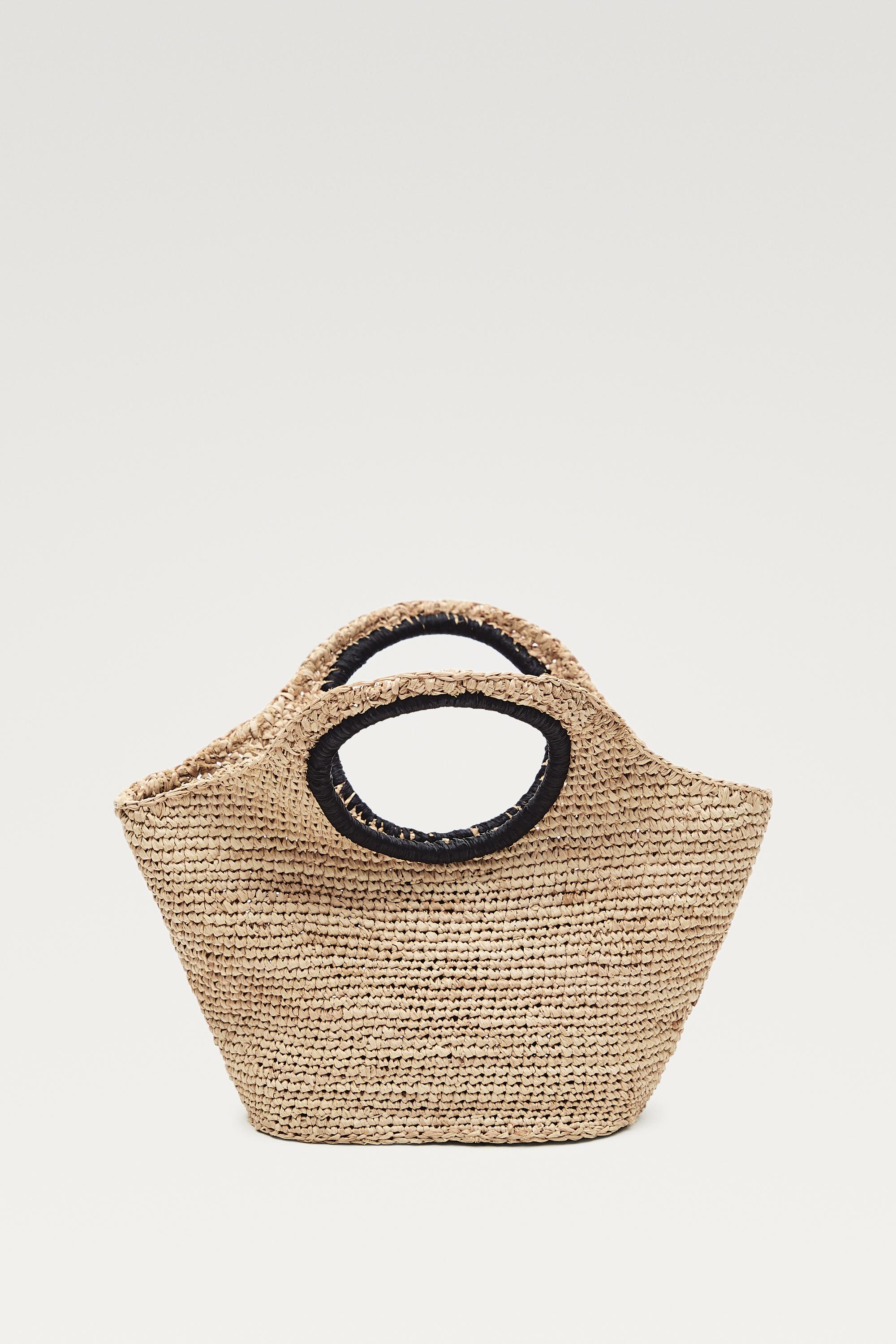 100% Raffia Mini Crescent Bag — BEIGE