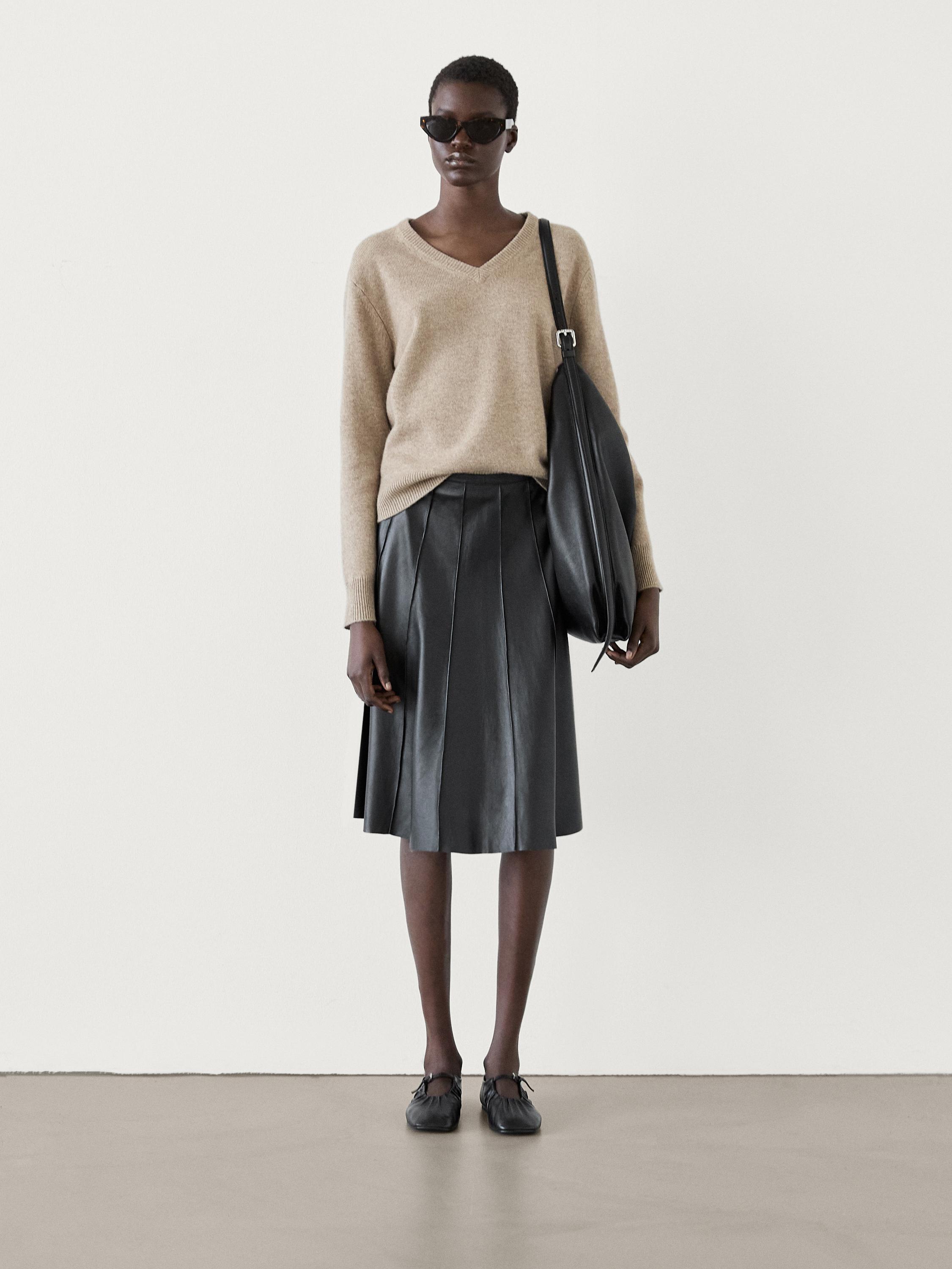 Pull Fin Femme Col En V Haut à Manches Longues Élégant Chandail Casual